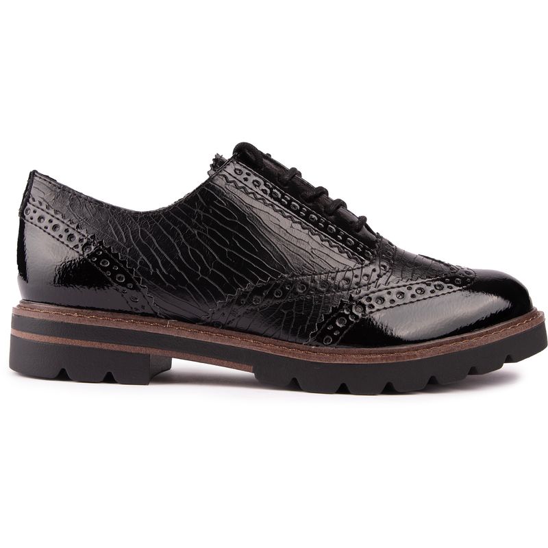 Marco Tozzi Damen Patent Trim Brogue-Schuhe Schwarz