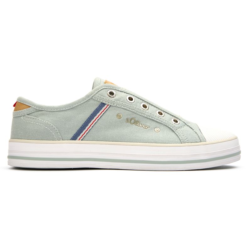 S Oliver Womens Canvas Slip-On Plimsolls Trainers Green