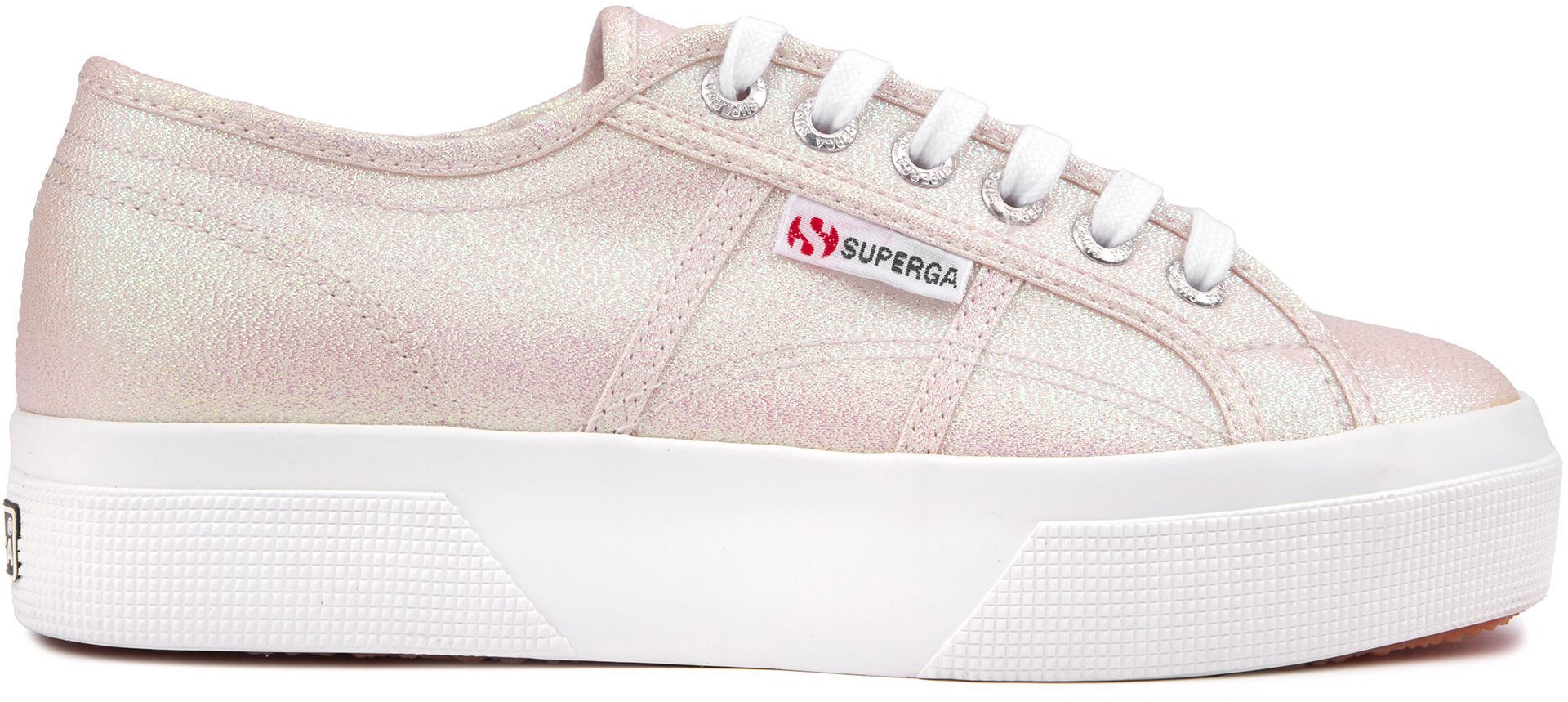 Womens Superga 2740 Platform Lame Trainers In Beige Lt Iridescent Soletrader