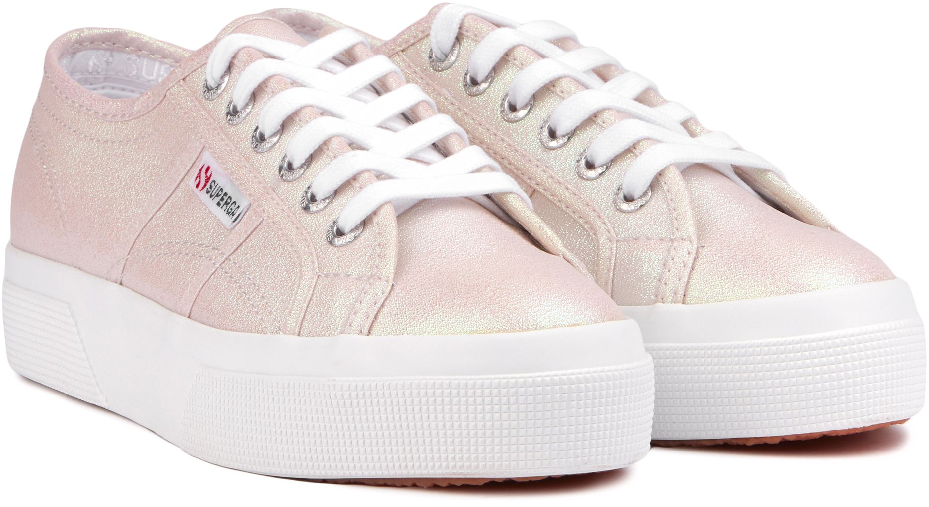 Womens Superga 2740 Platform Lame Trainers In Beige Lt Iridescent Soletrader