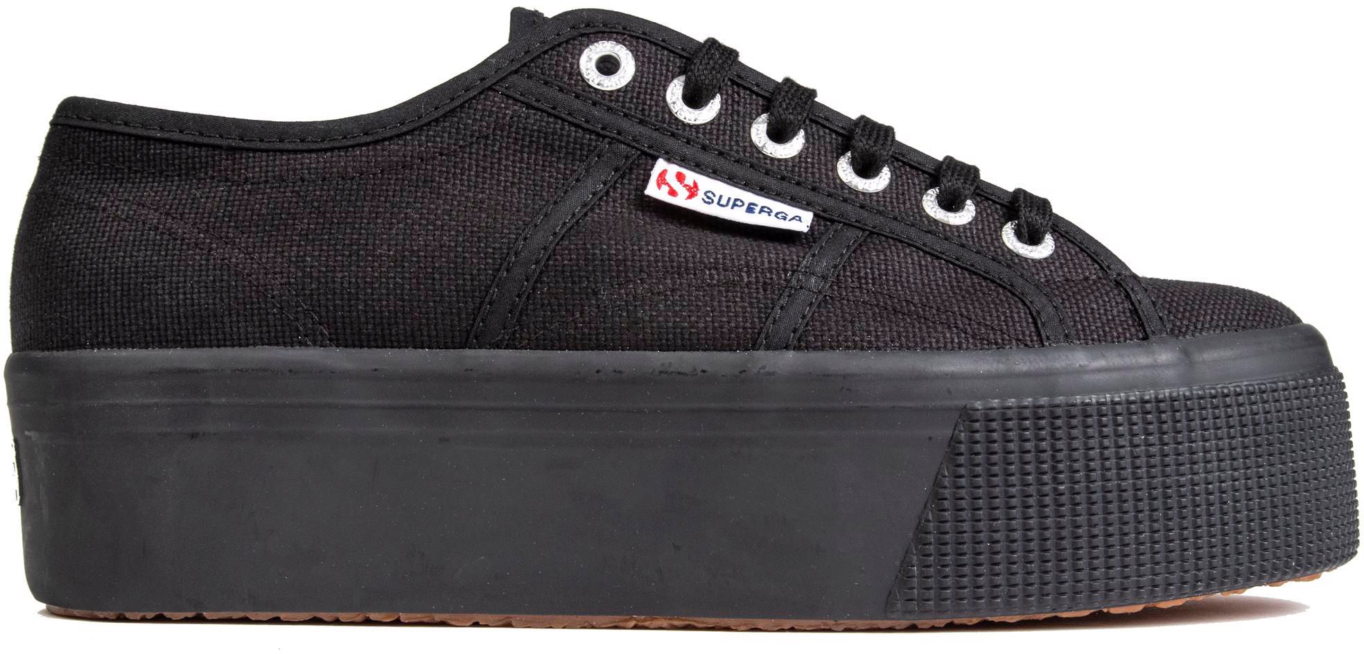 Womens Superga 2790 Cotw Linea Up Down Trainers In Full Black Soletrader