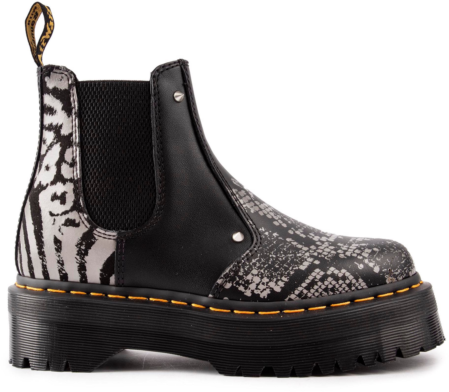 Womens Dr Martens 2976 Quad Platform Boots In Black Grey Soletrader