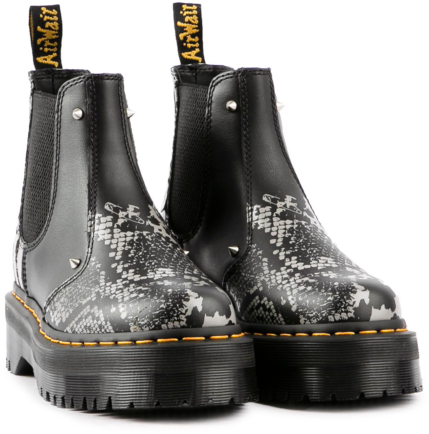 Womens Dr Martens 2976 Quad Platform Boots In Black Grey Soletrader