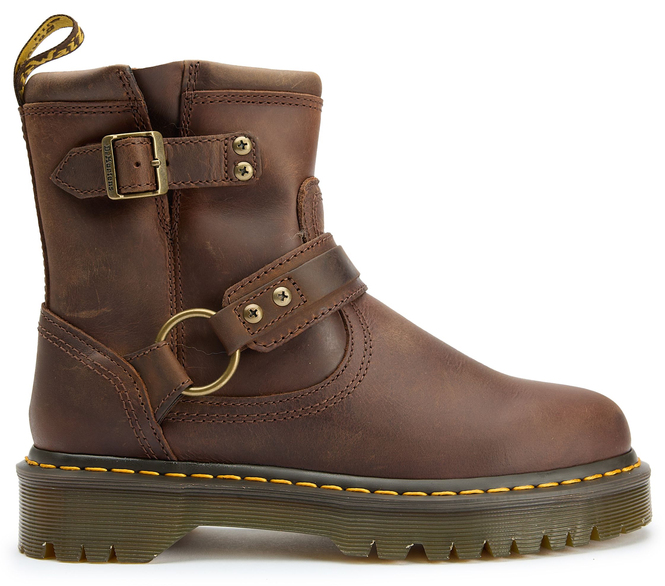 Womens Dr Martens Anistone Harness Boots In Dark Brown | Soletrader