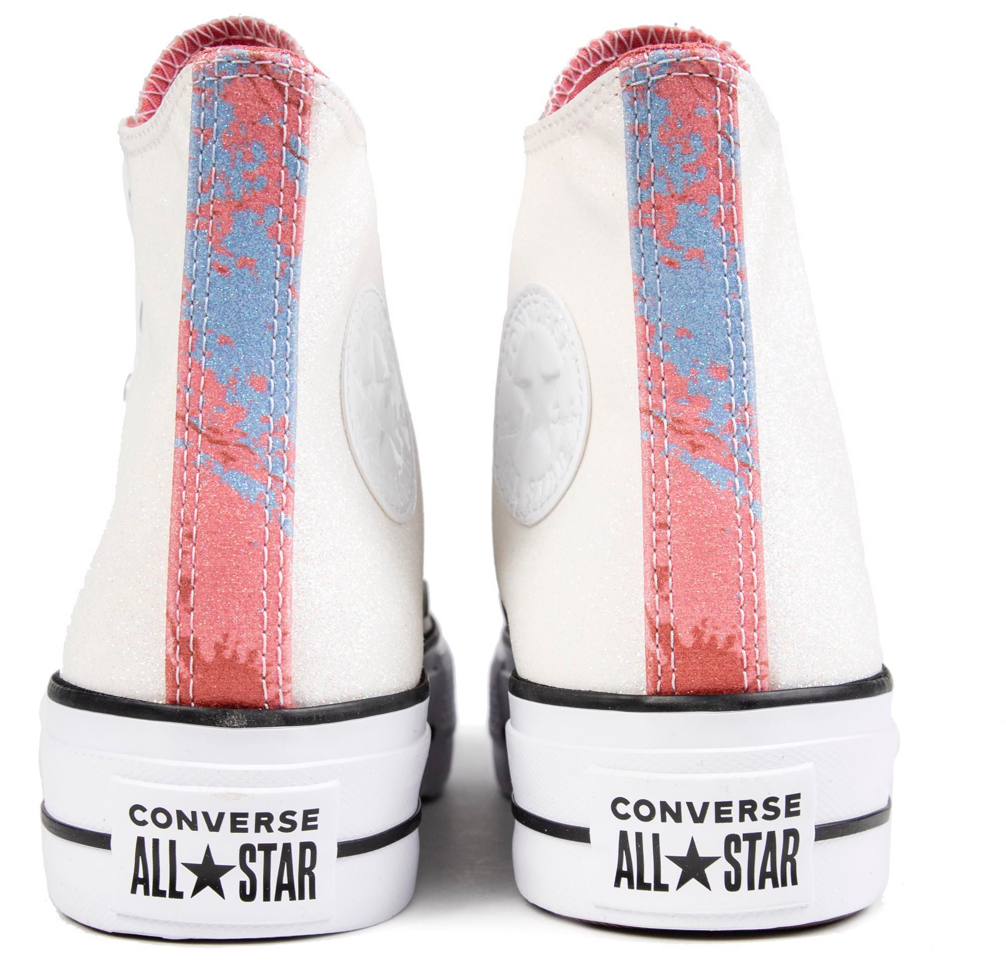 Womens Converse All Star Lift Hi Sneakers In Glitter White | Soletrader