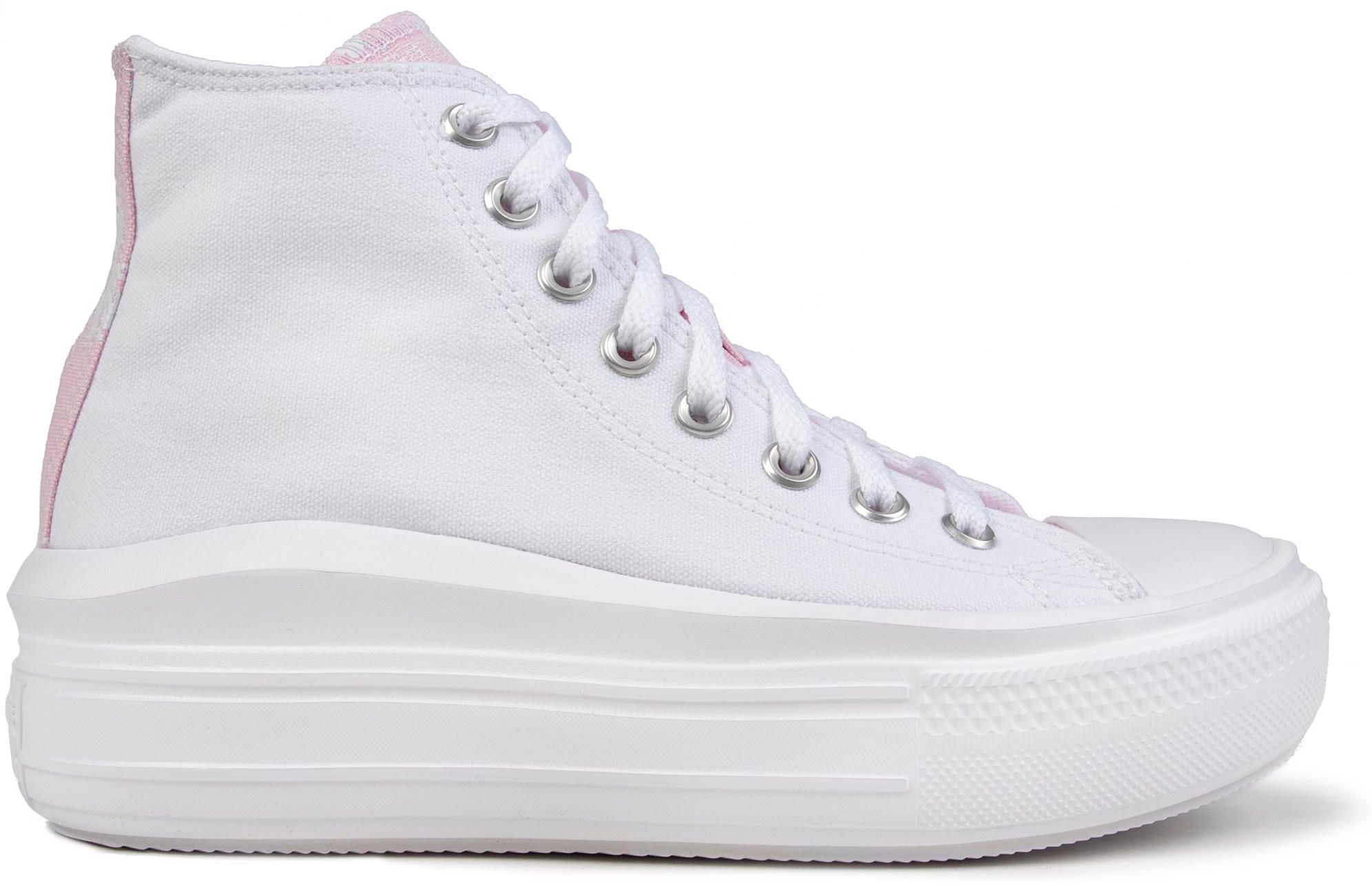 Womens Converse Chuck Taylor All Star Hi Move Trainers In White Pink Soletrader