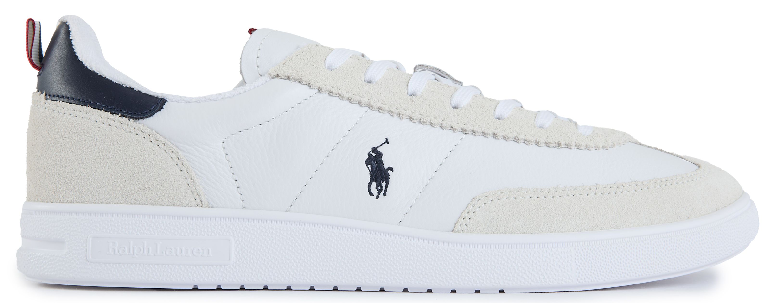 Mens Polo Ralph Lauren Bedford Sneakers In White/Navy/Red | Soletrader