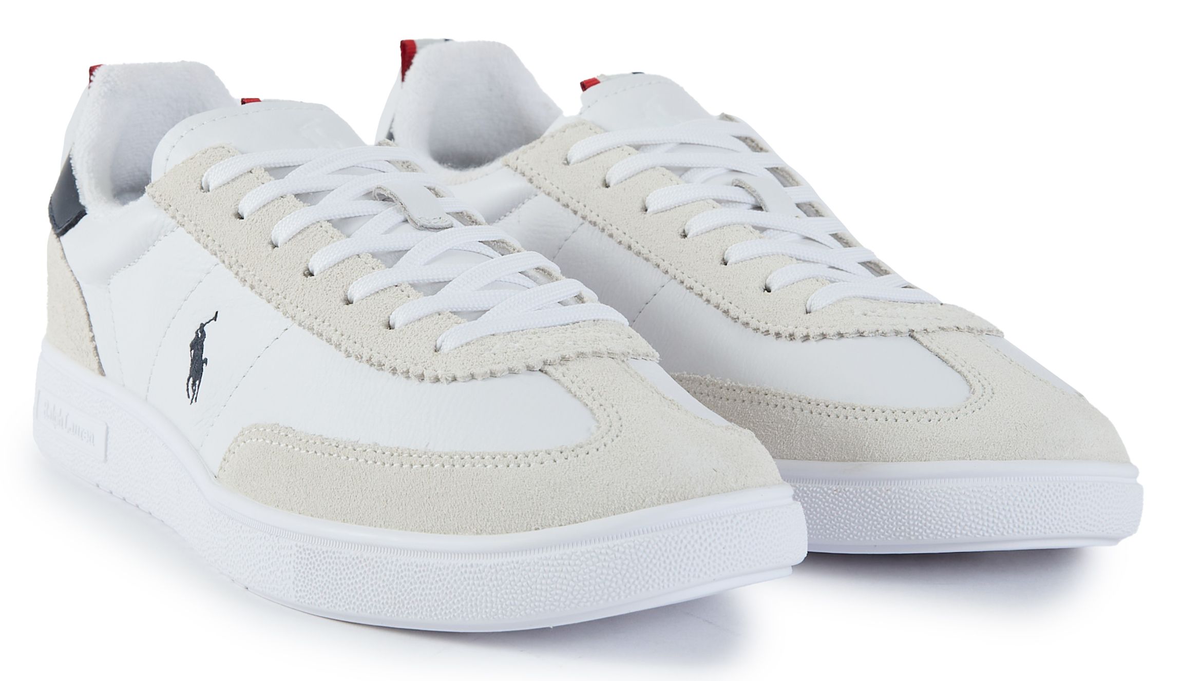 Mens Polo Ralph Lauren Bedford Sneakers In White/Navy/Red | Soletrader