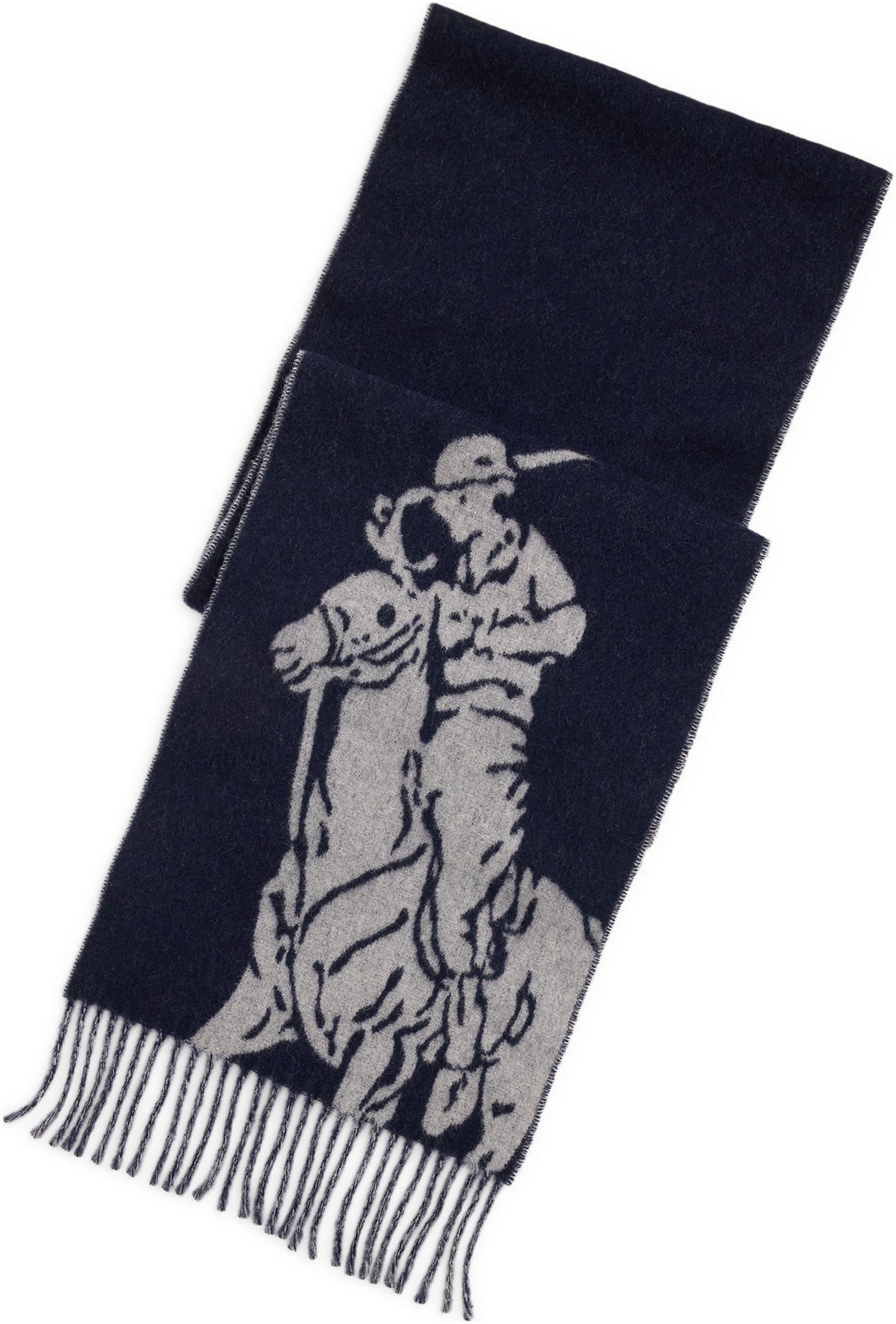 恵の雨SALE ! 【Ralph Lauren 】馬デザイン 大判スカーフ Mens Polo Ralph Lauren Classic Big Pony Scarf In Blue | Soletrader