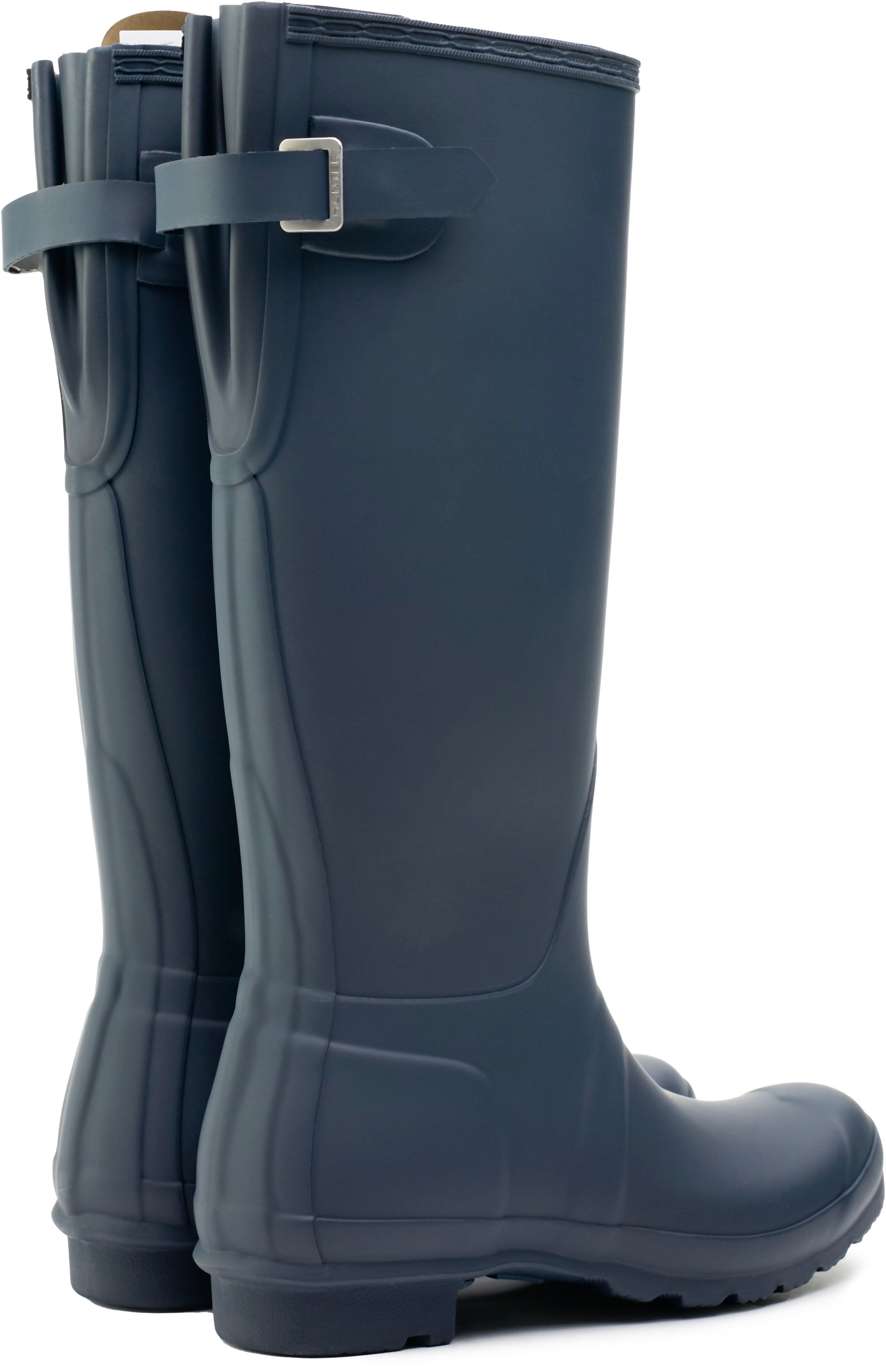 HUNTER オリジナルトールウェッジソール　ネイビー Womens Hunter Original Back Adjustable Boots In Navy | Soletrader