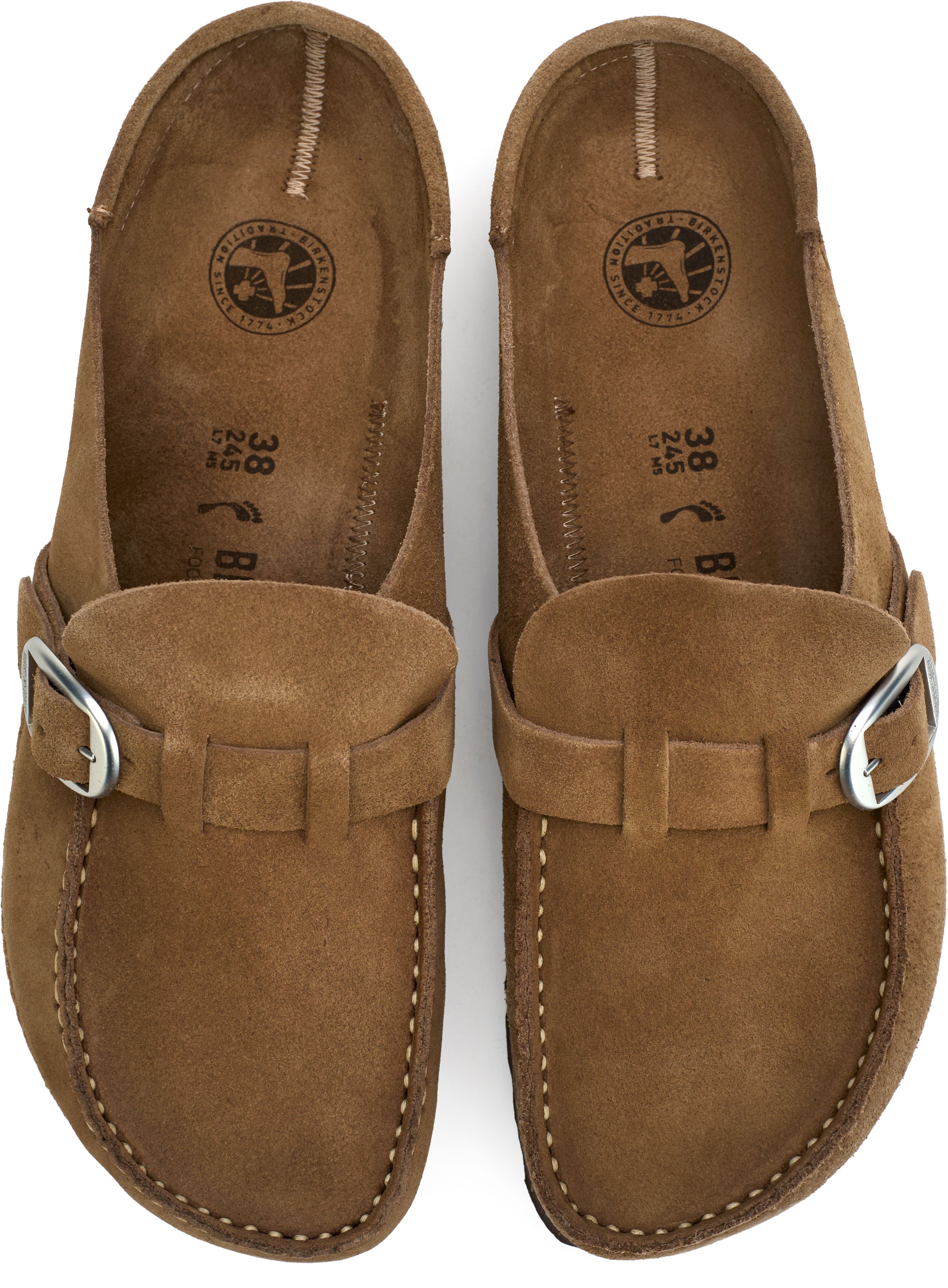 Womens Birkenstock Buckley Slippers In Taupe Soletrader