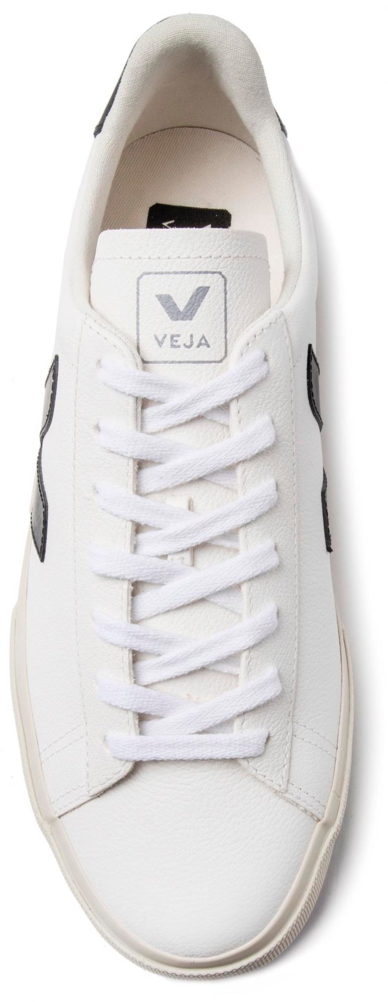 Mens Veja Campo Leather Sneakers In White/Black | Soletrader