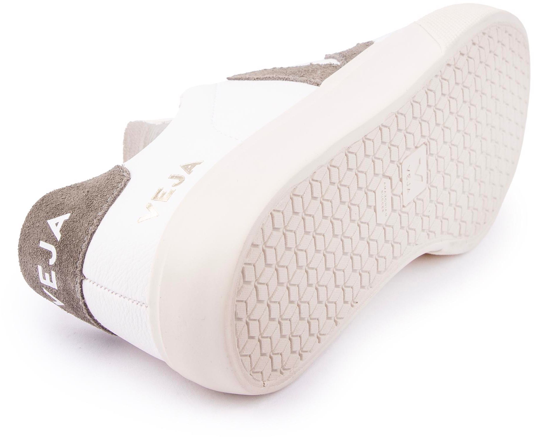 Mens Veja Campo Chromefree Leather Sneakers In White/Khaki