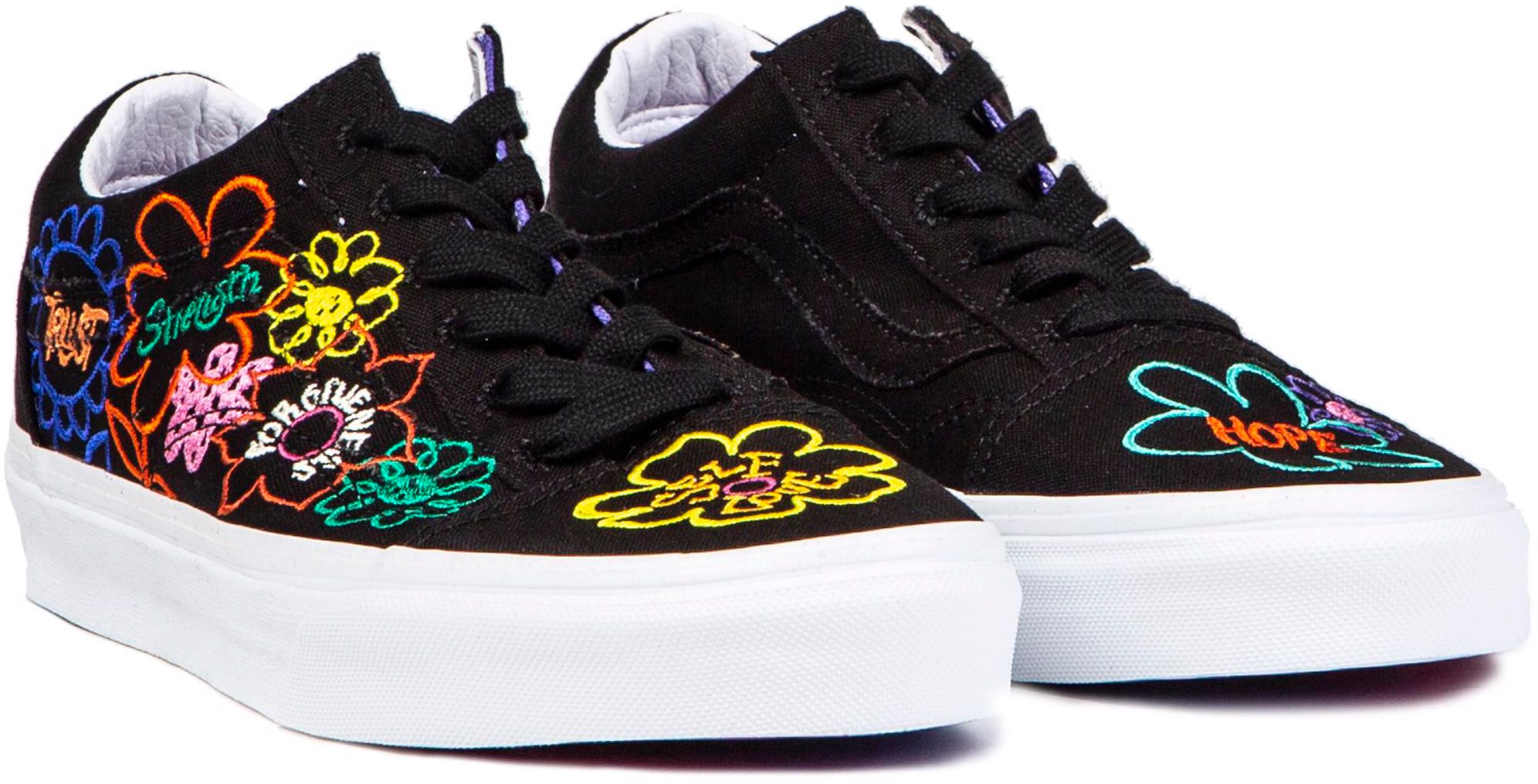 Black and colorful shops vans