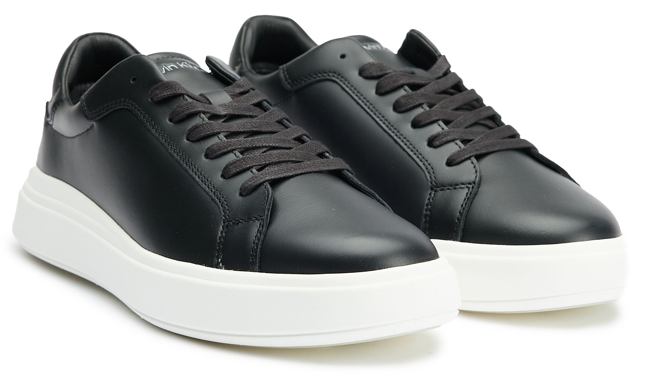 Mens Calvin Klein Low Top Lace Sneakers In Black | Soletrader