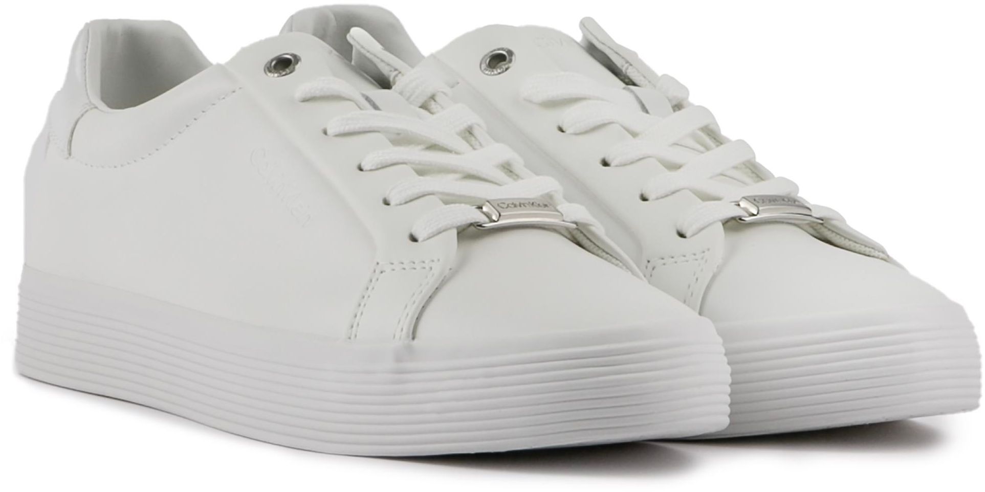 Womens Calvin Klein Vulc Lace Up Trainers In White Soletrader