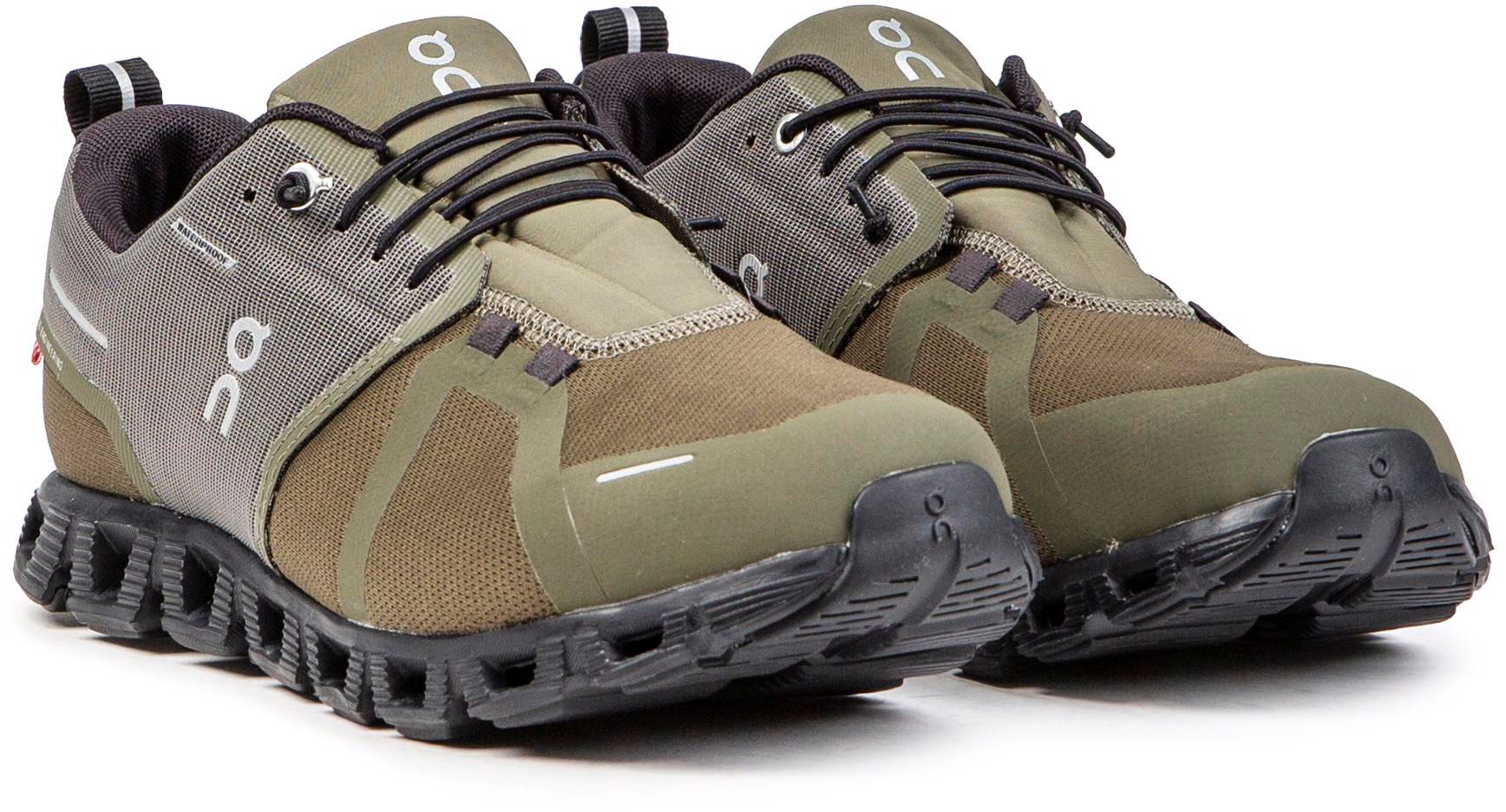 Mens On Cloud 5 Waterproof Sneakers In Olive Green Black Soletrader