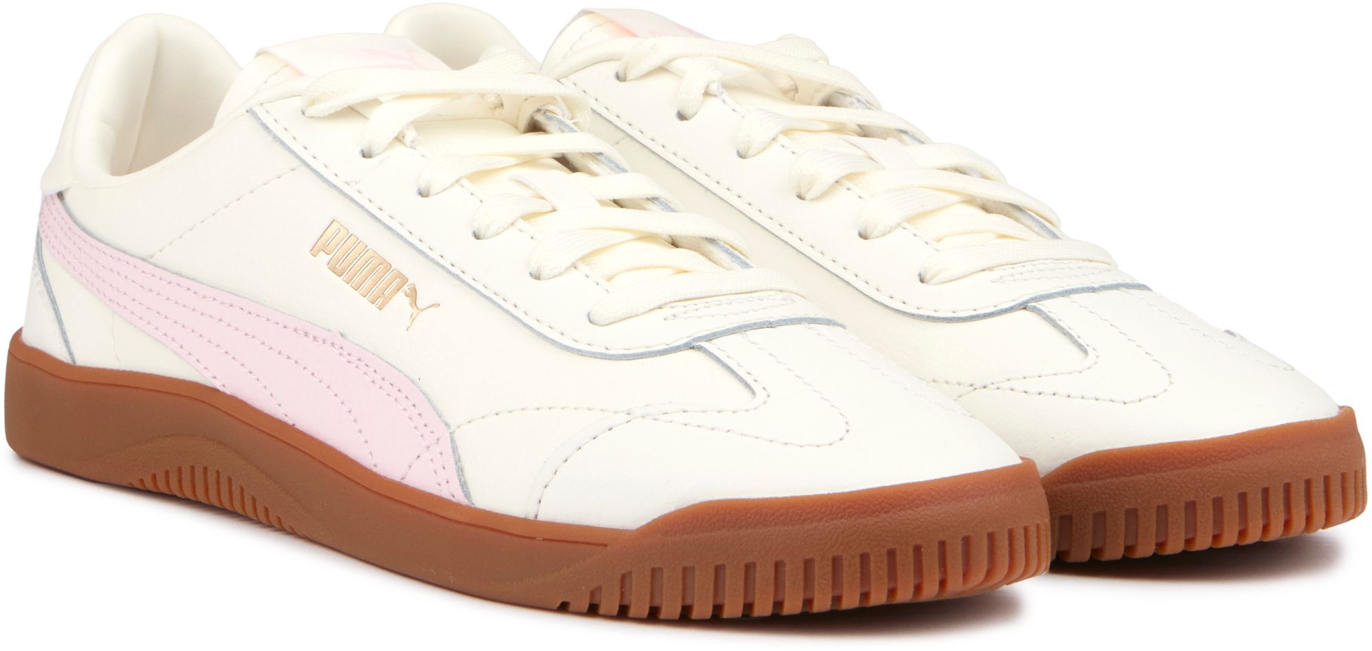 Boys Girls Puma Club Trainers In White Pink Soletrader