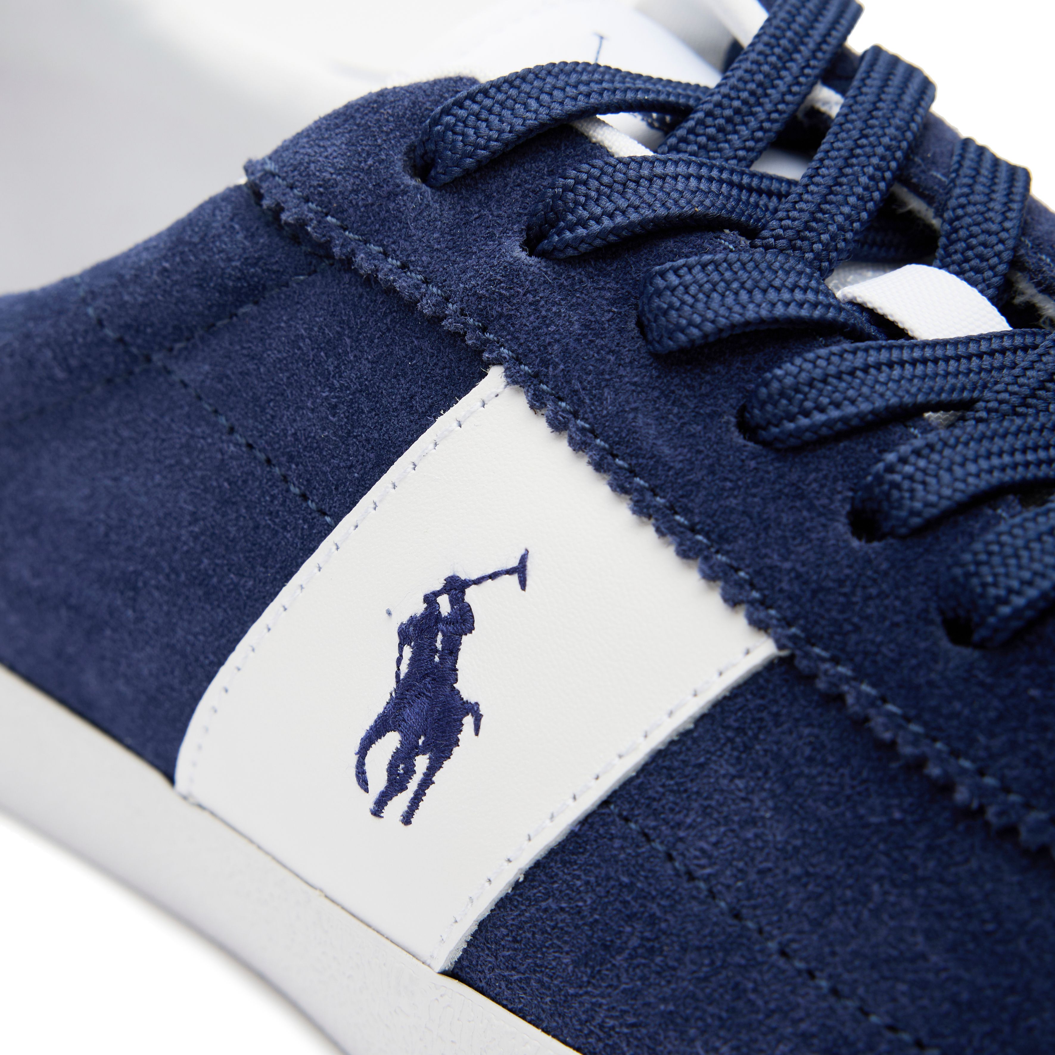 Mens Polo Ralph Lauren Court Vulc Suede Sneakers In Navy Blue