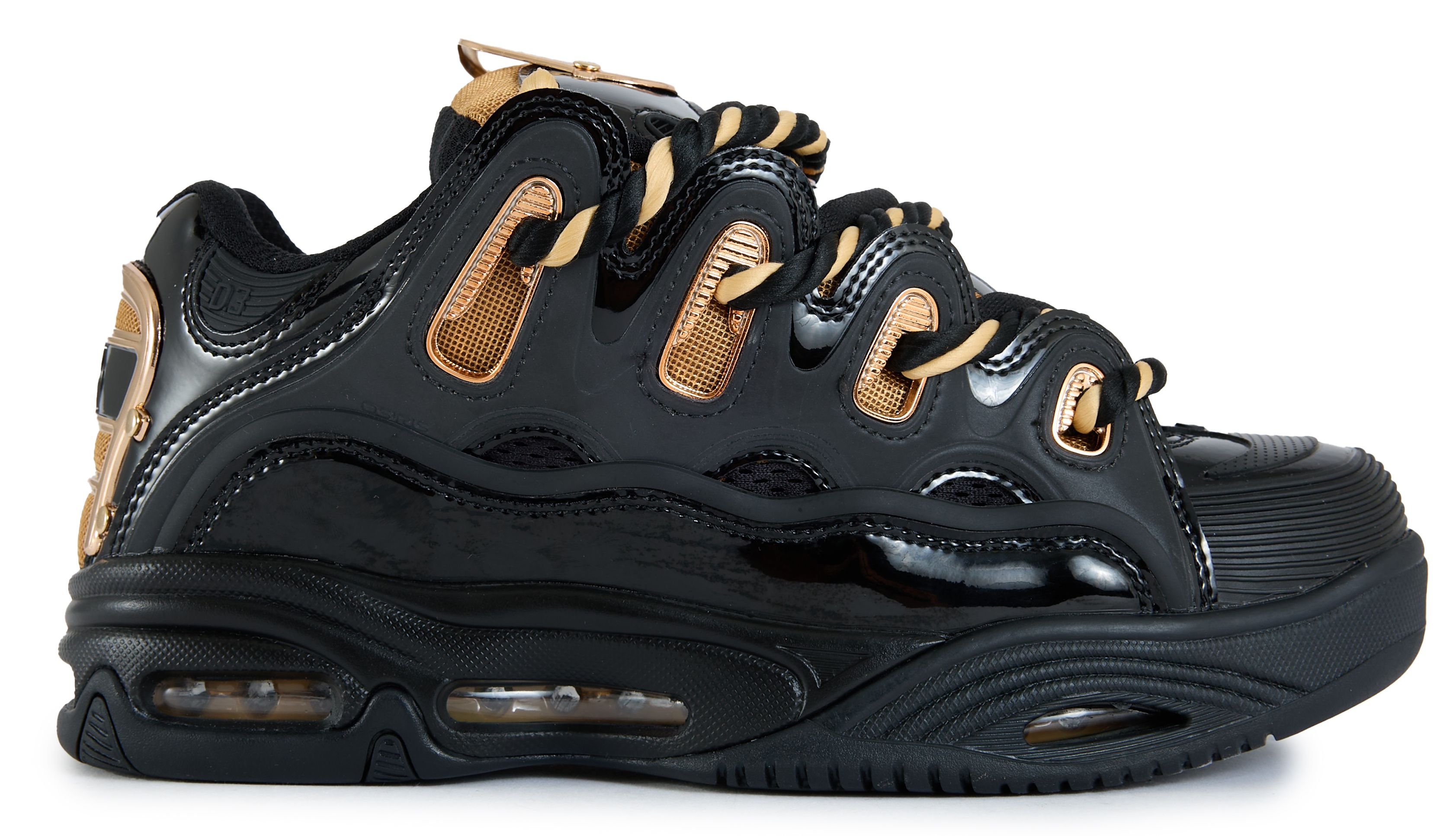 Mens Osiris D3 2001 25 Years Sneakers In Black Gold | Soletrader