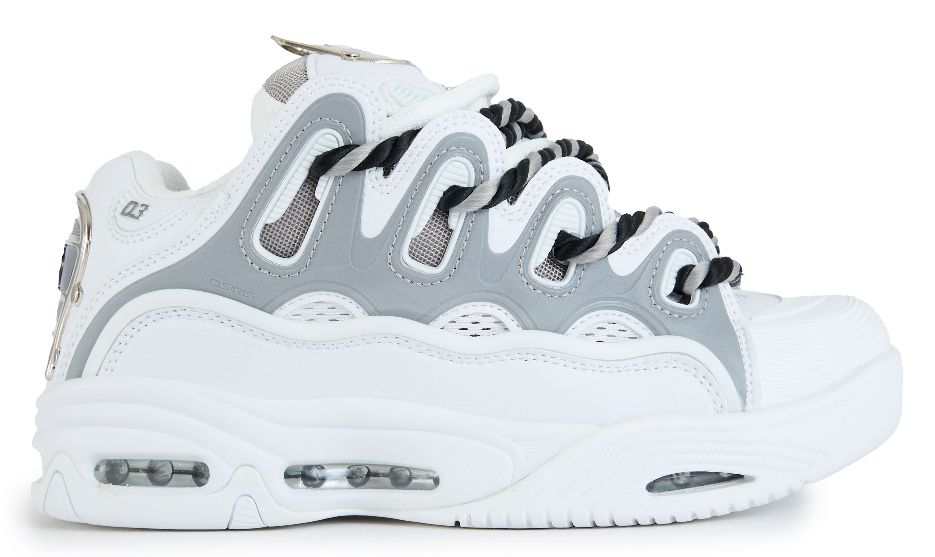 Mens Osiris D3 2001 25 Years Sneakers In White Silver | Soletrader