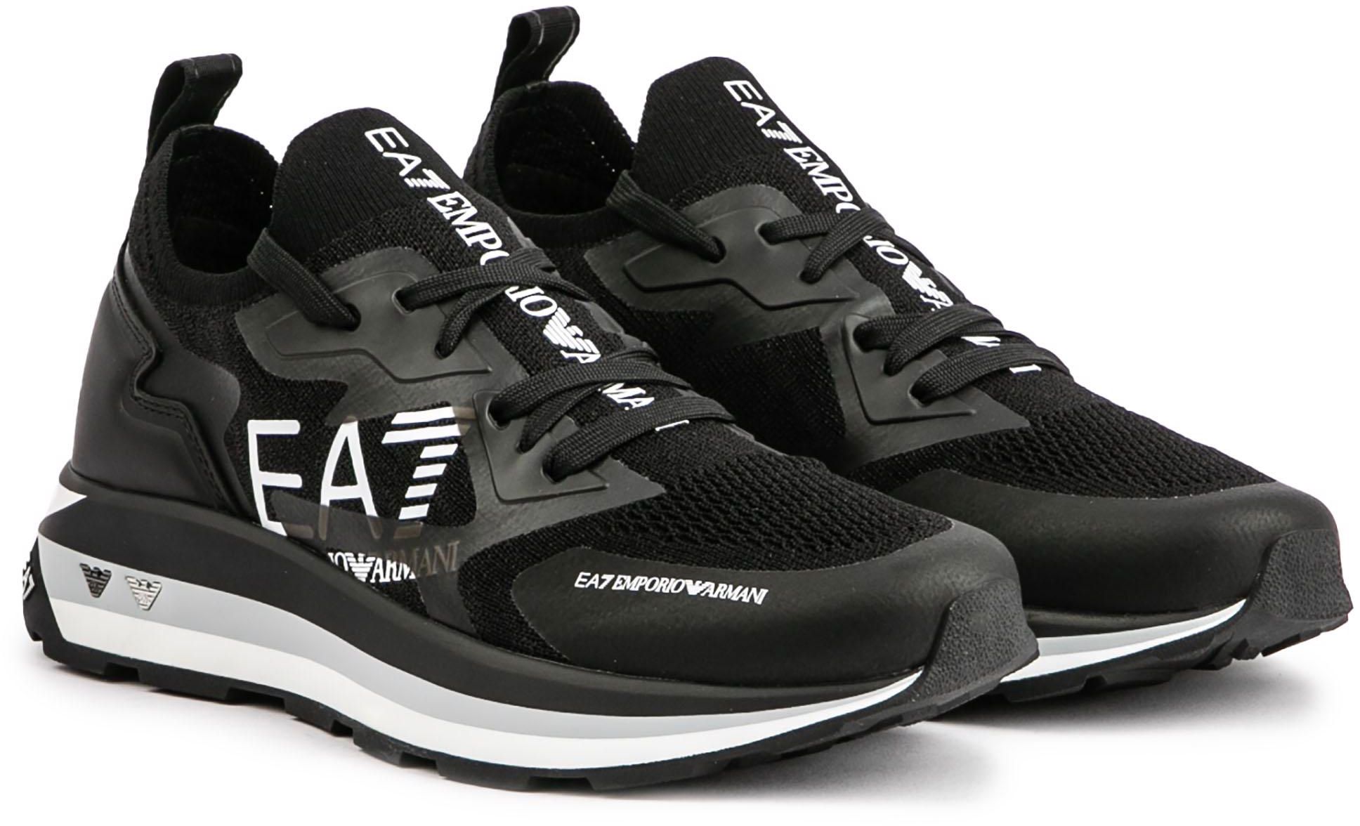 Mens Ea7 Future Knit Trainers In Black White Soletrader