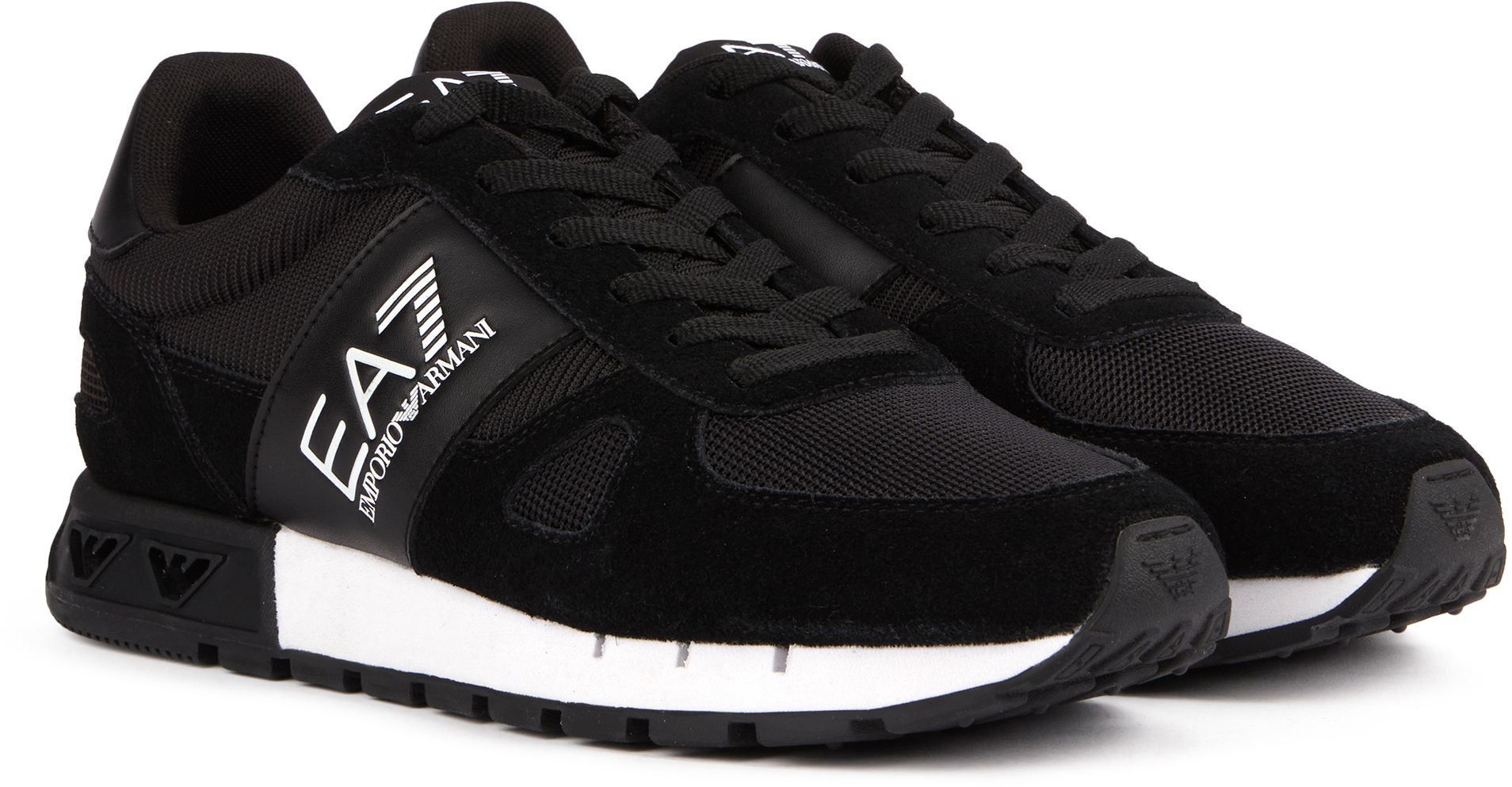 Mens Ea7 B W Mesh Run Trainers In Black Soletrader