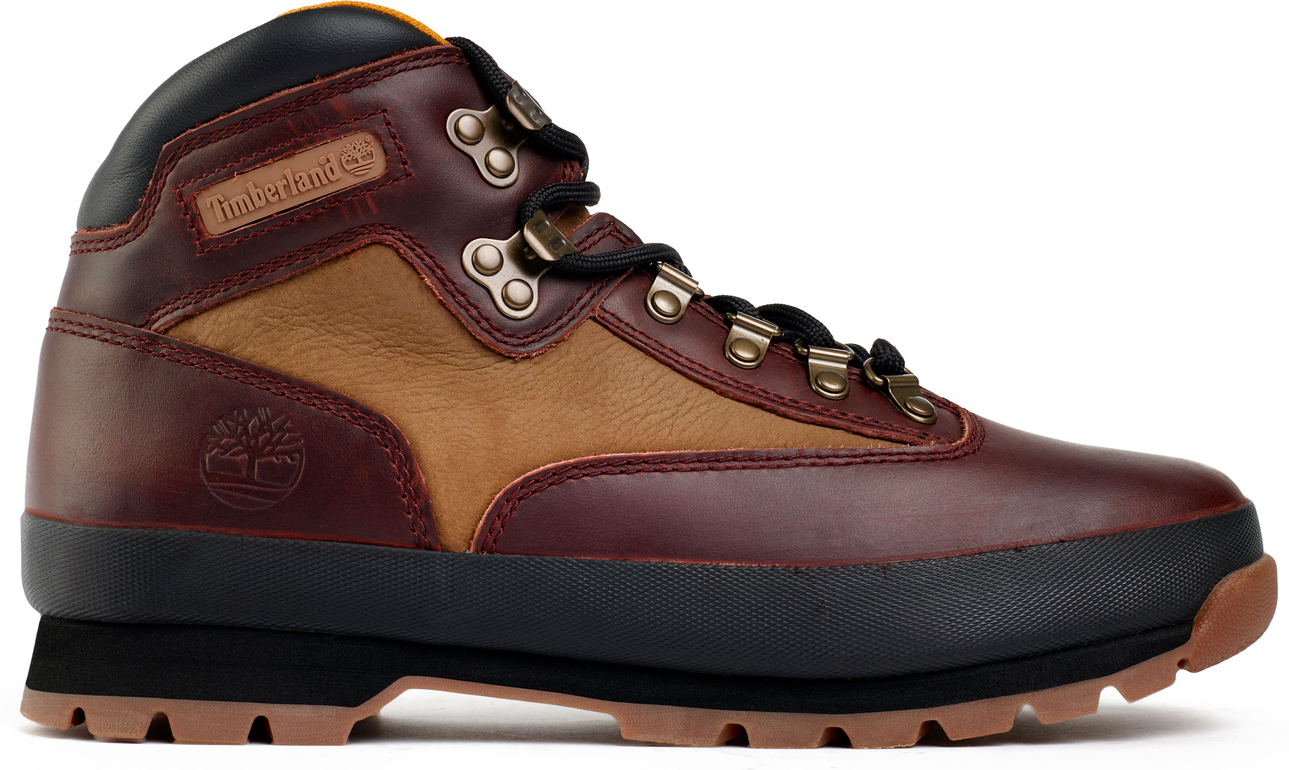 Mens Timberland Euro Hiker Boots In Burgundy Brown Soletrader