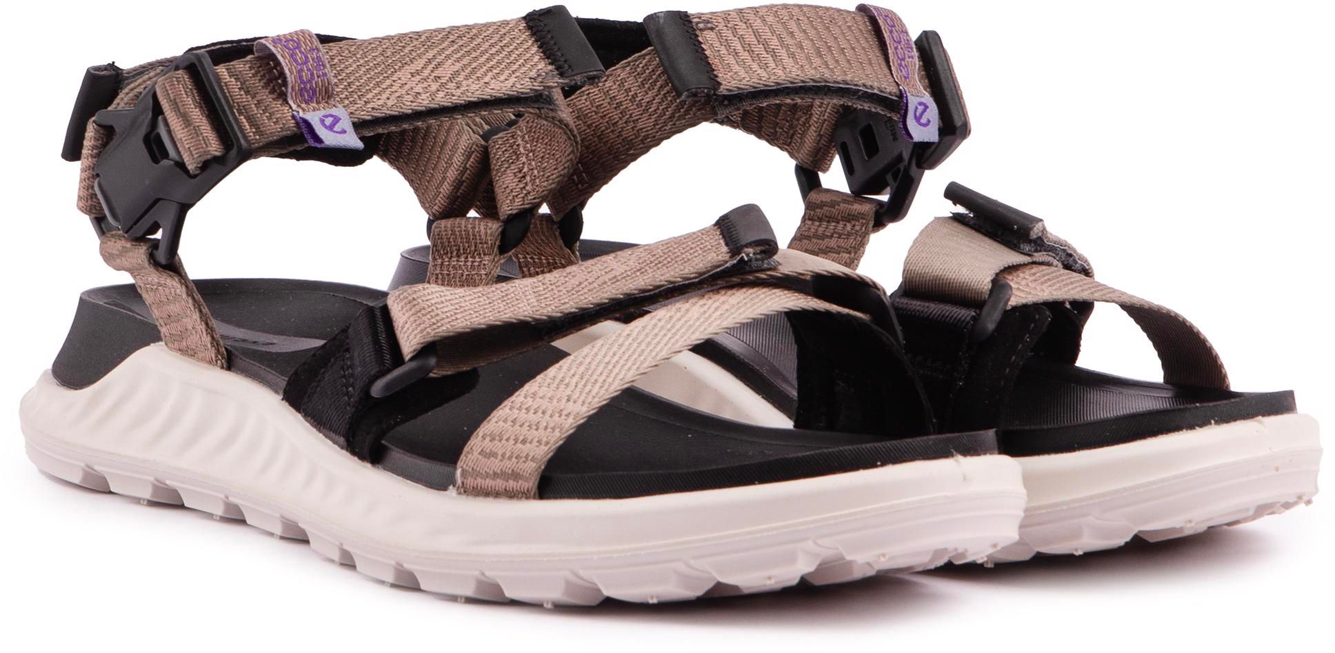 Womens Ecco Exowrap Sandals In Moon Rock Taupe Soletrader