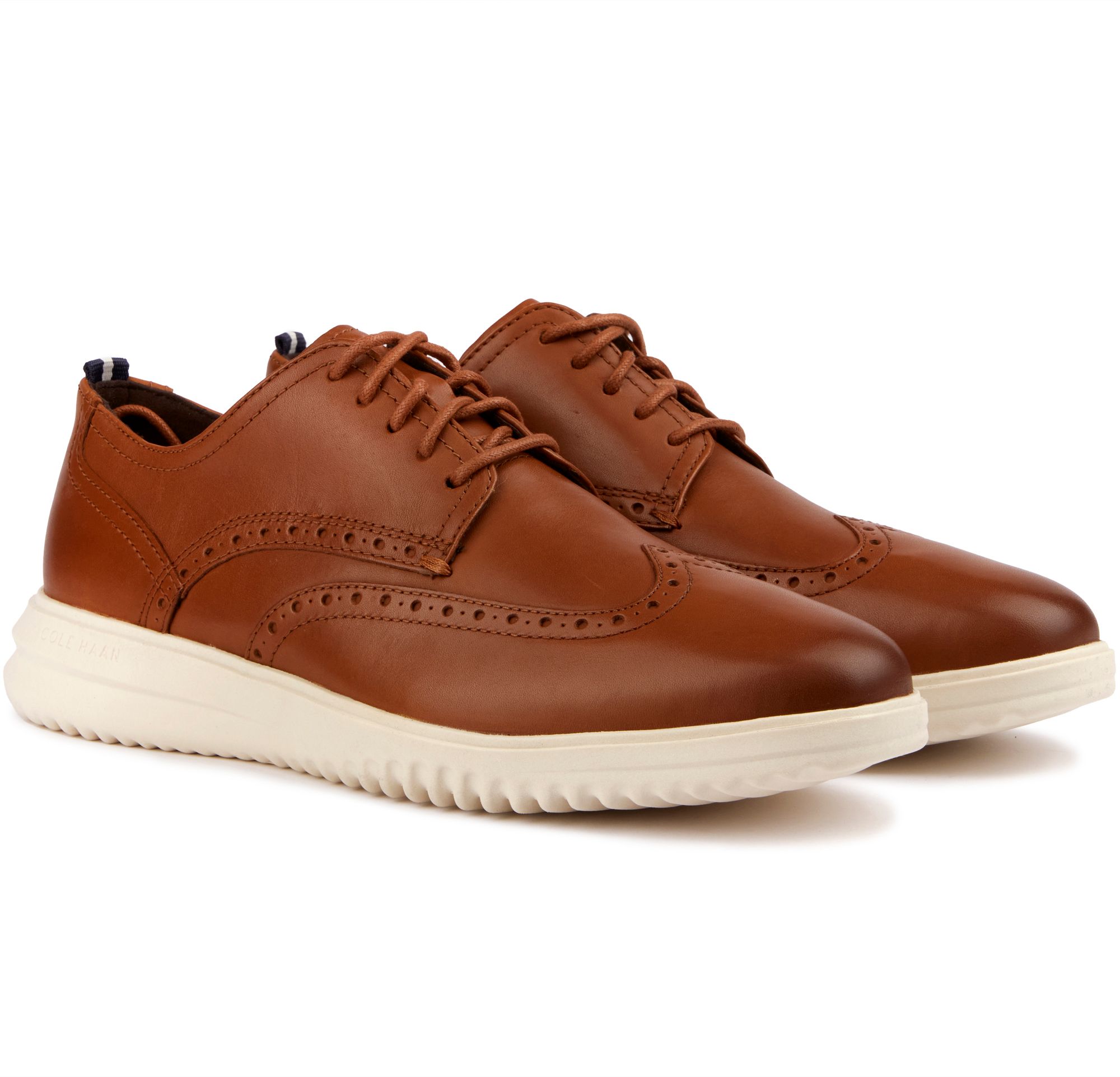 Mens Cole Haan Grand Wingtip Shoes In Tan Soletrader