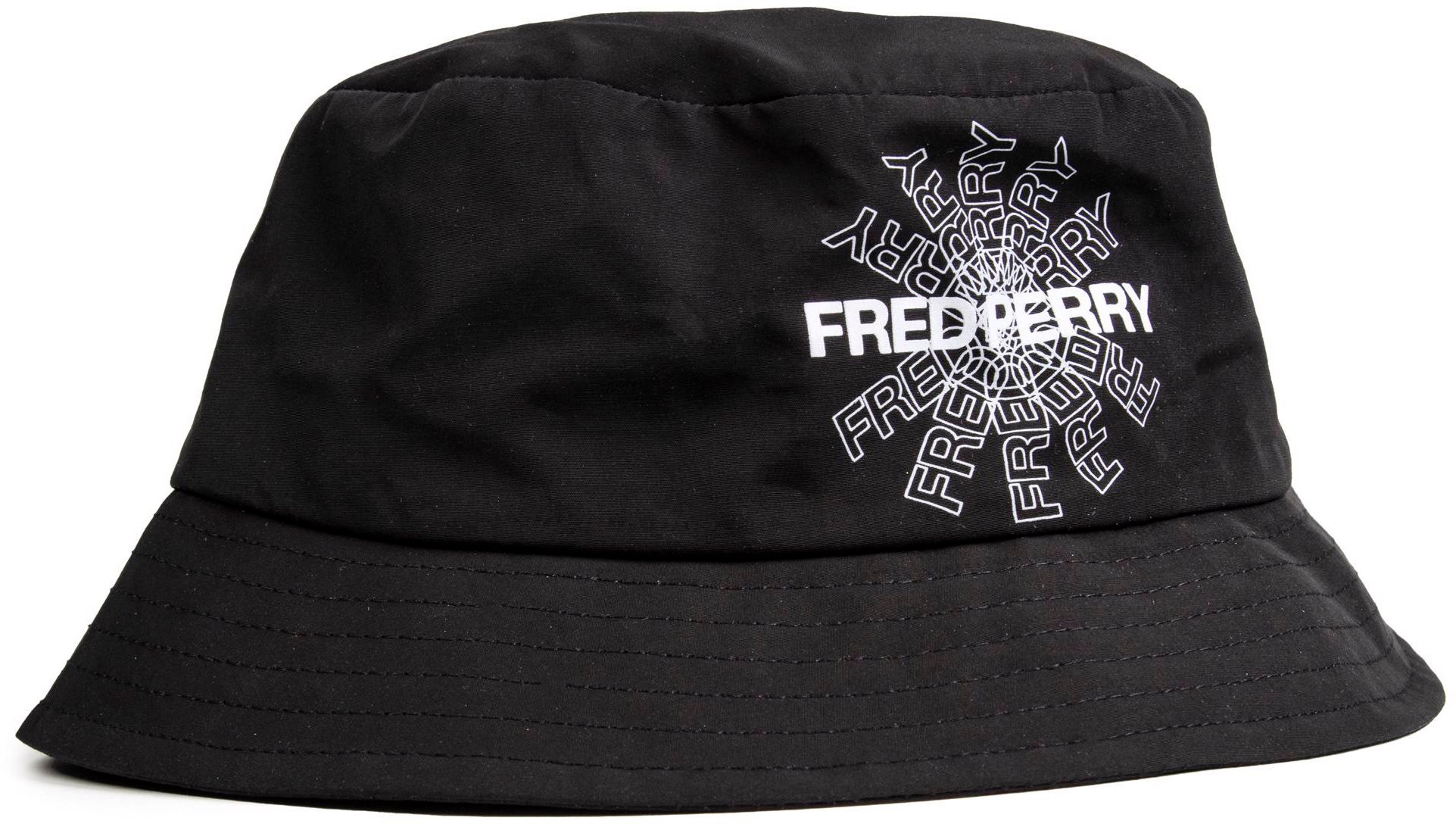 Mens Fred Perry Graphic Print Bucket Hat In Black | Soletrader