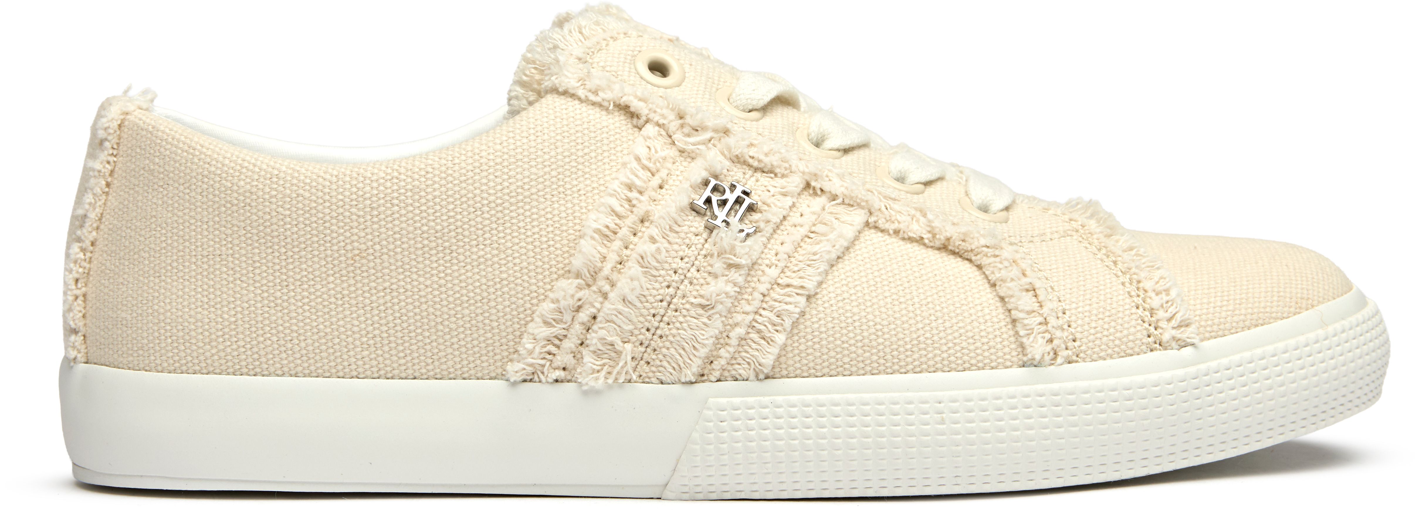 Womens Lauren By Ralph Lauren Janson Fray Sneakers In White