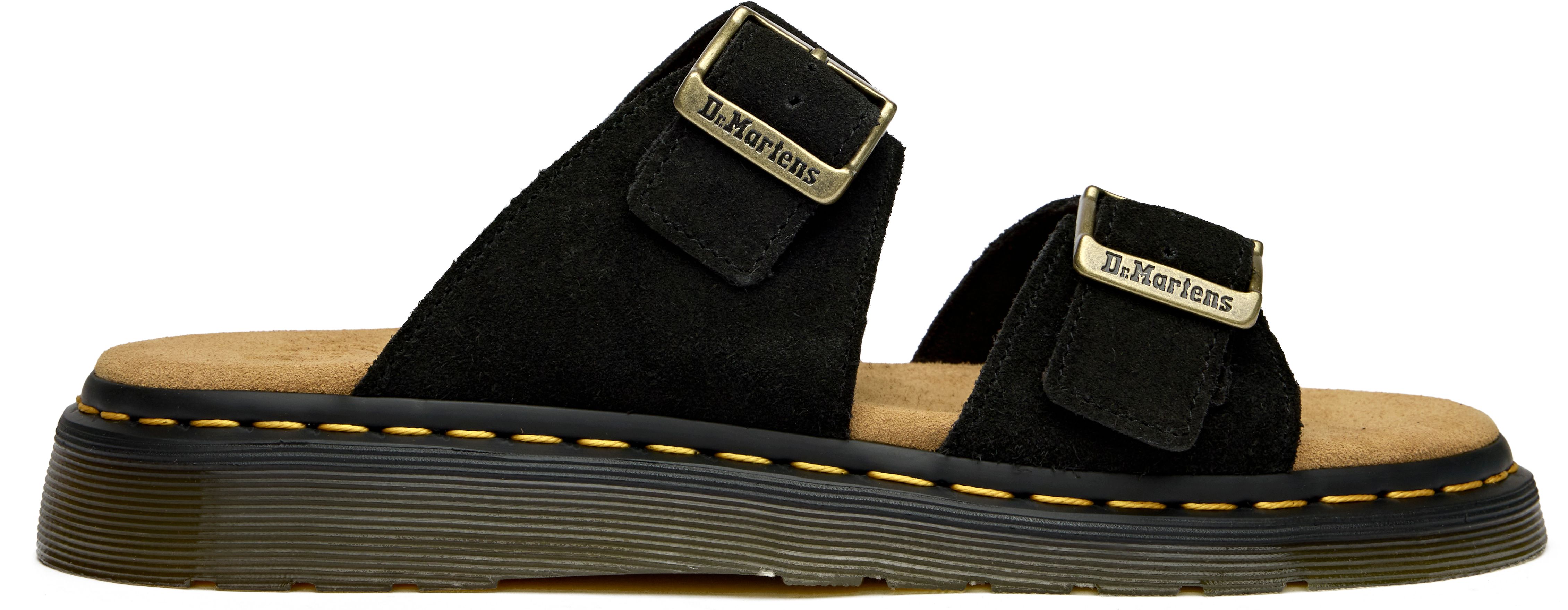 【Dr.Martens】 ★ JOSEF ★ BLACK Josef Analine Leather Buckle Slide Sandals in Black Analine
