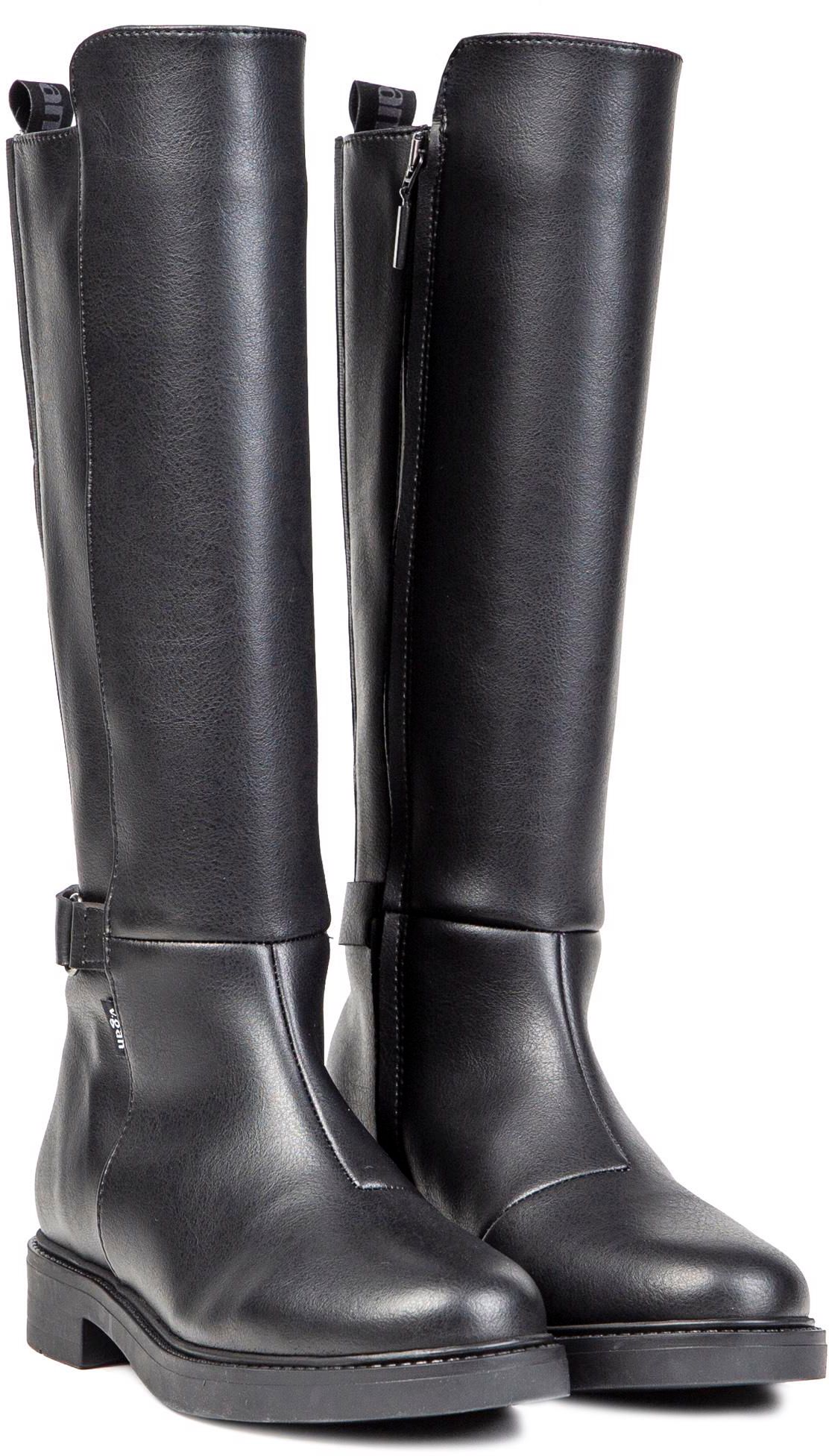 Womens V.Gan Vegan Leaf Knee High Boots In Black Soletrader