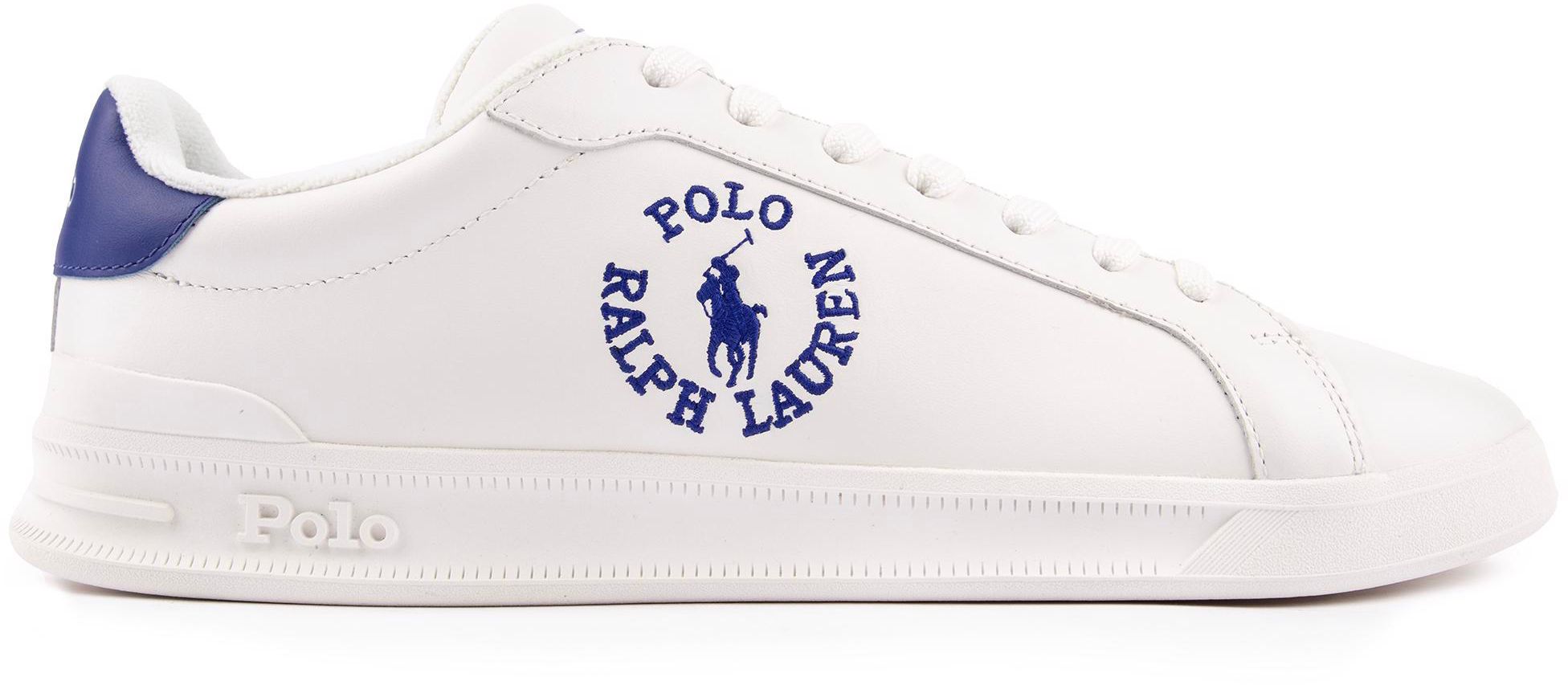 Mens Polo Ralph Lauren Heritage Circle Logo Trainers In White Royal Soletrader