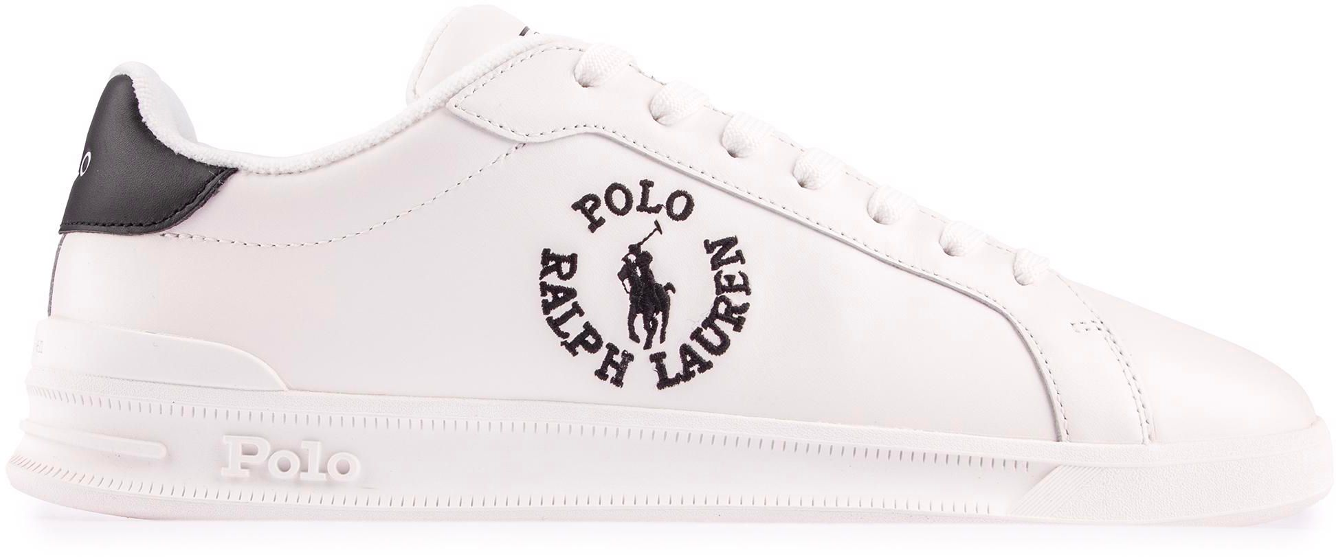 Mens Polo Ralph Lauren Heritage Circle Logo Trainers In White Black Soletrader