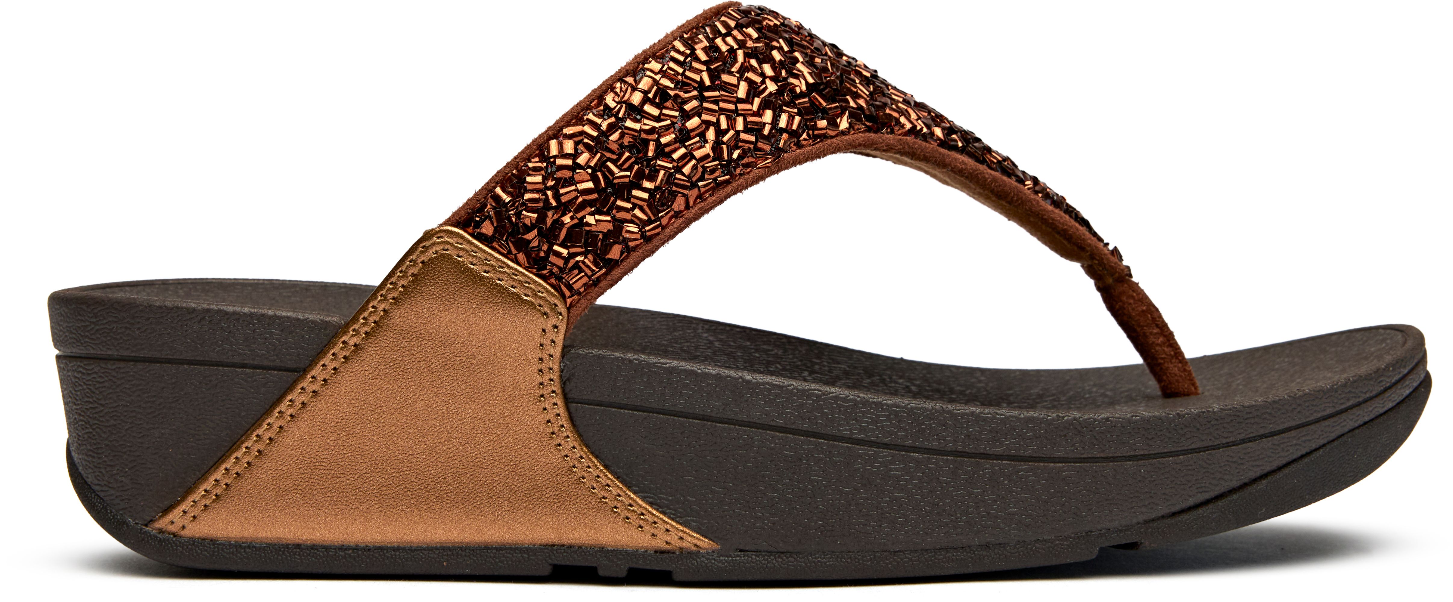 Womens Fitflop Lulu Shimmerfoil Sandals In Bronz | Soletrader
