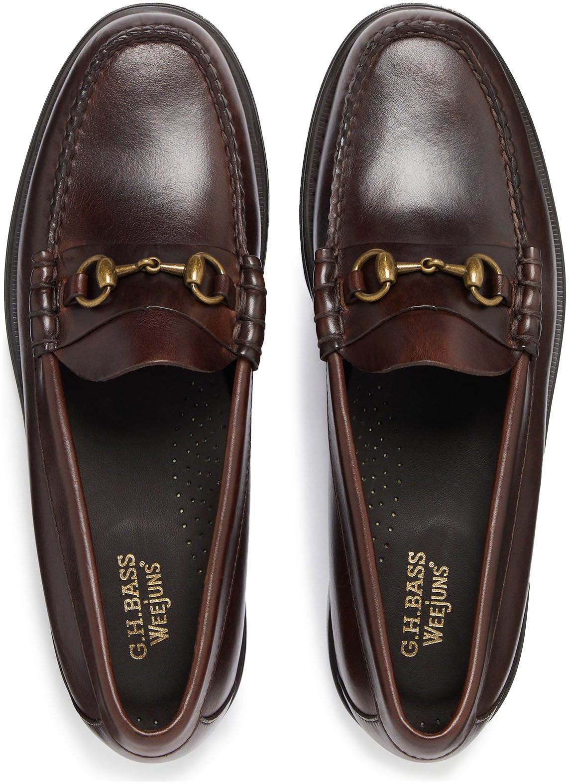 Mens G.H.Bass Weejuns Lincoln Penny Loafers In Chocolate Pull Up