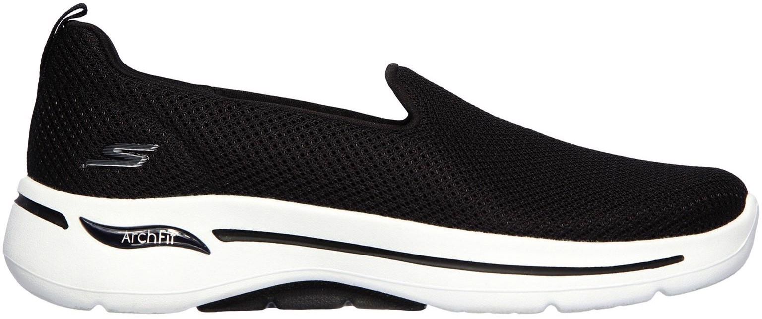 Womens Skechers Gowalk Arch Fit Grateful Wide Sports Shoe In Black White Soletrader