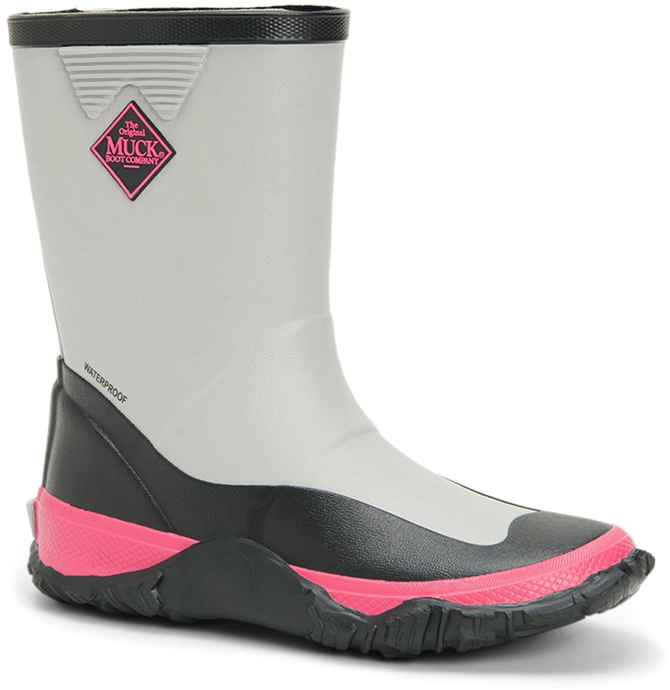 Girls Muck Boots Forager Kid S Wellington In Grey Pink Soletrader