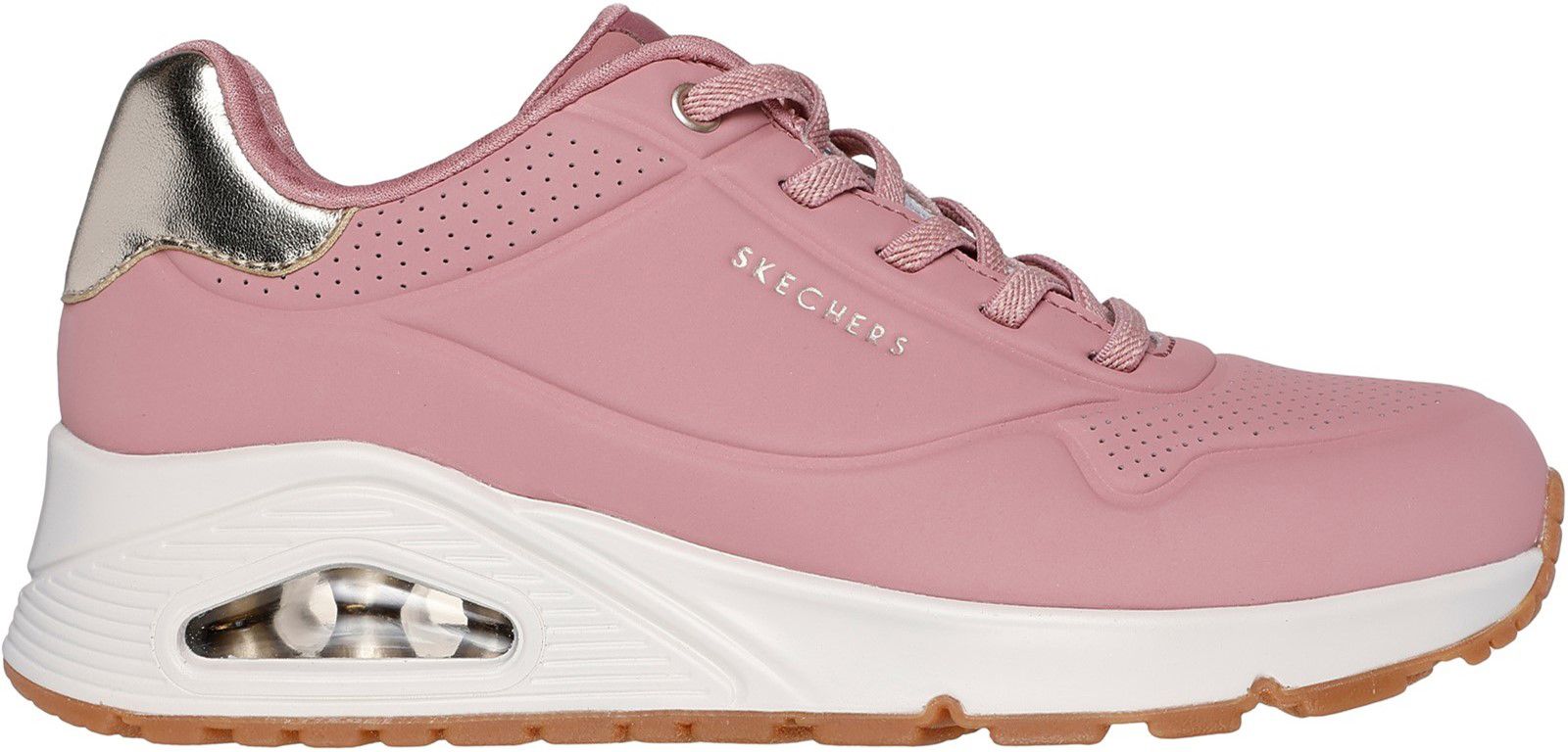 Womens Skechers Uno Shimmer Away Trainers In Rose Soletrader