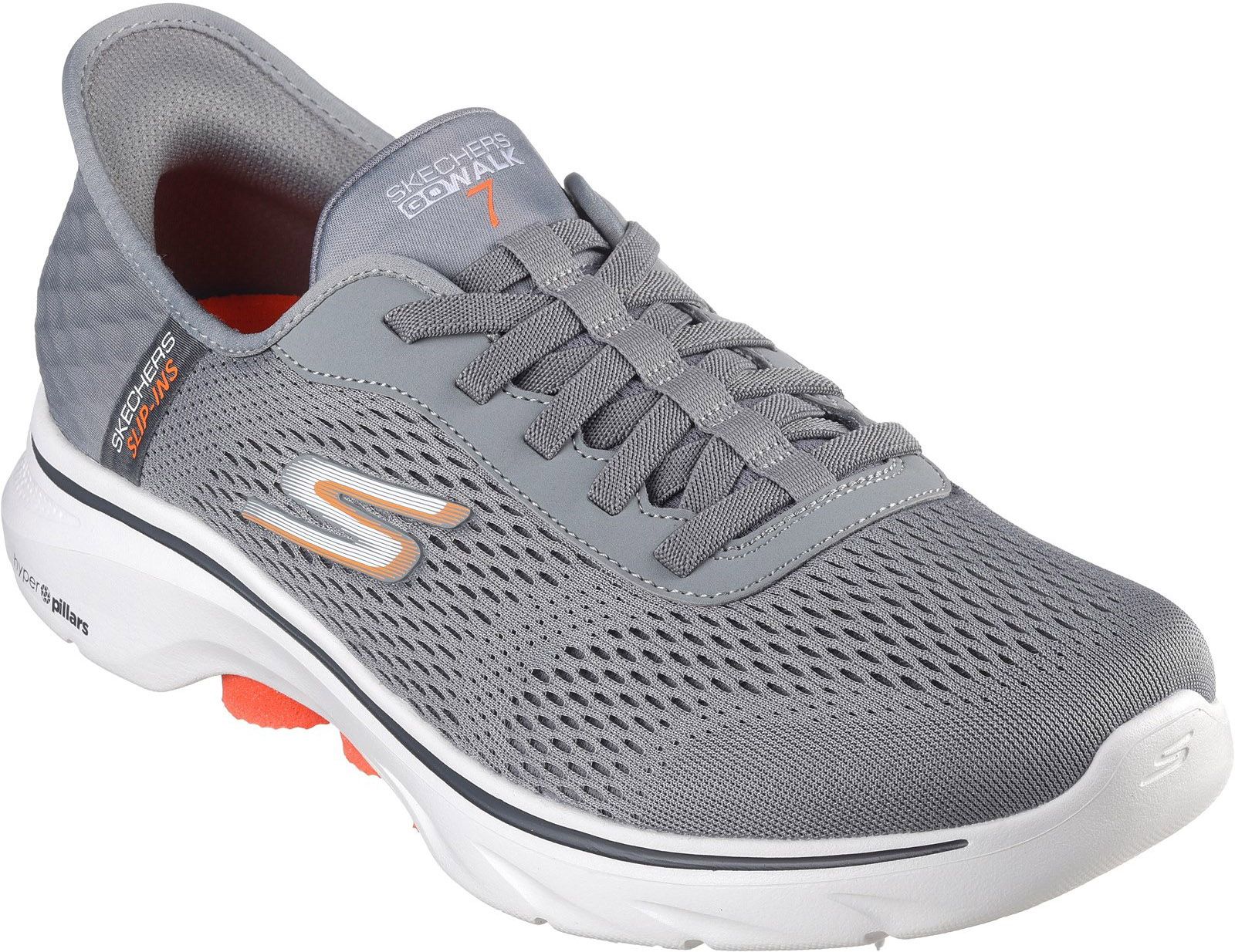 Mens Skechers Gowalk 7 Free Hand Shoe In Grey Orange Soletrader