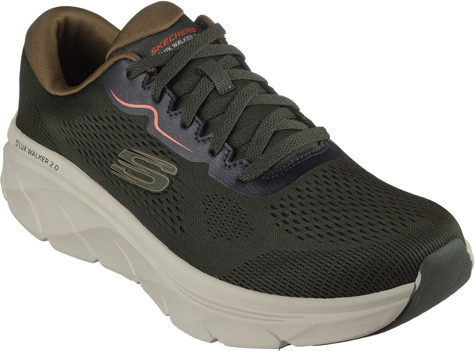 Mens Skechers D Lux Walker 2.0 Trainers In Olive Orange Soletrader