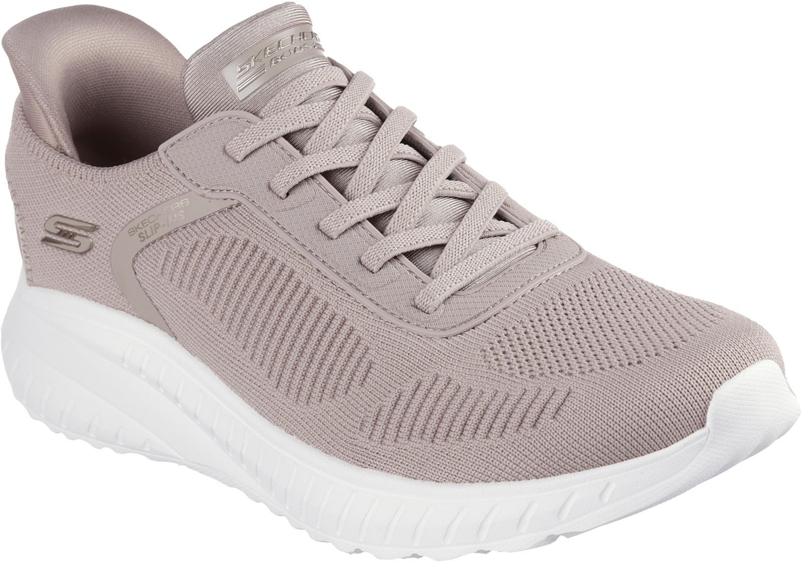 Womens Skechers Bobs Sport Squad Chaos Shoes In Taupe Soletrader