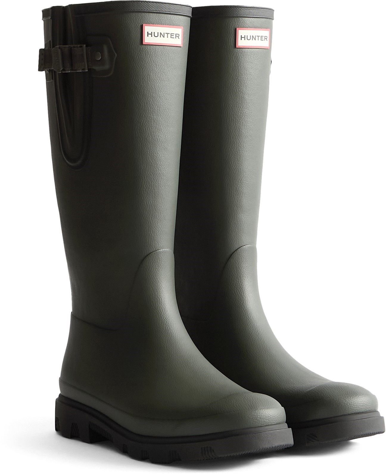 Womens Hunter Downpour Adjustable Boot In Dark Olive/Black