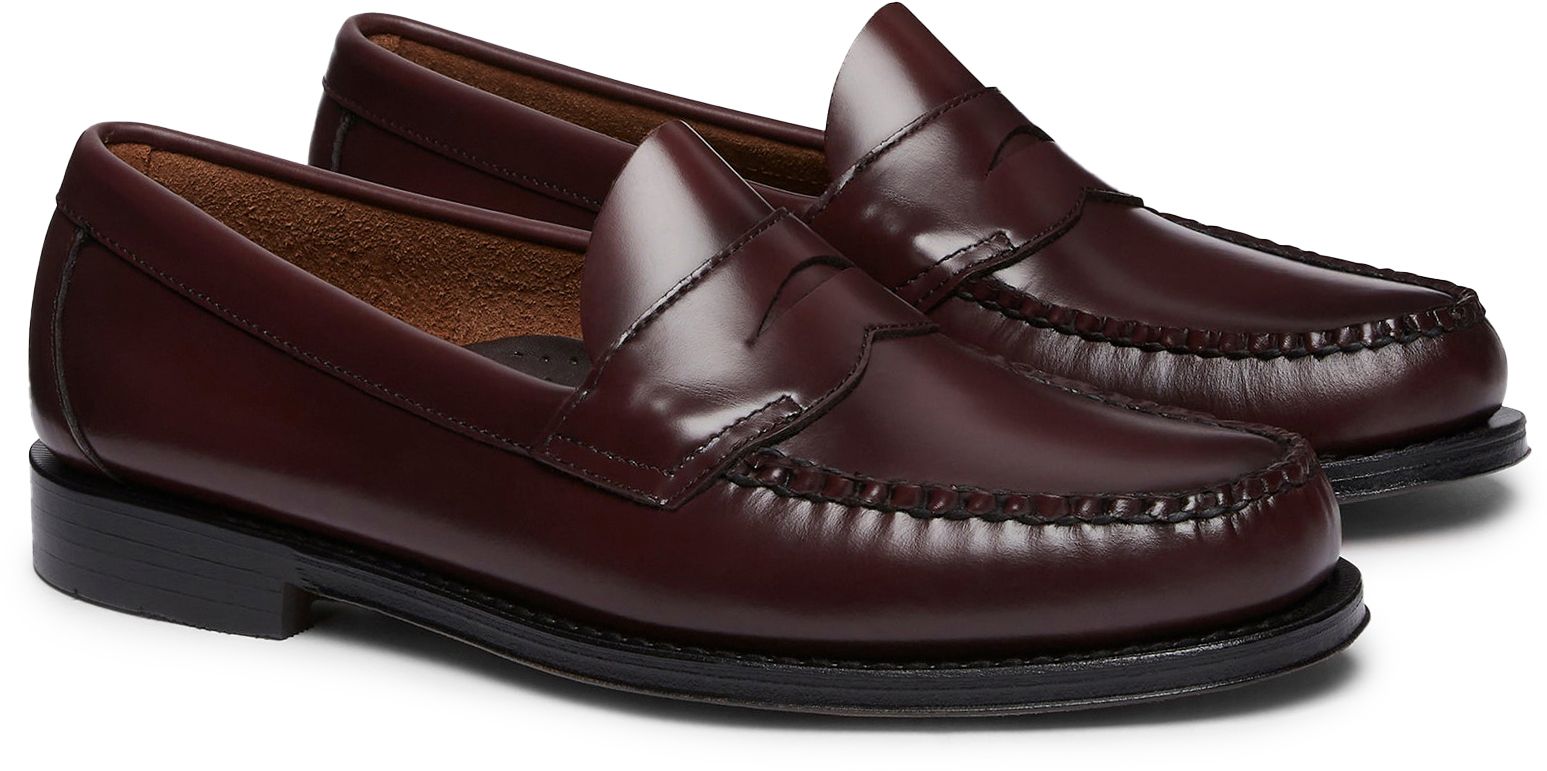 Mens G.H.Bass Weejuns Logan Penny Loafers Shoes In Wine Leather 