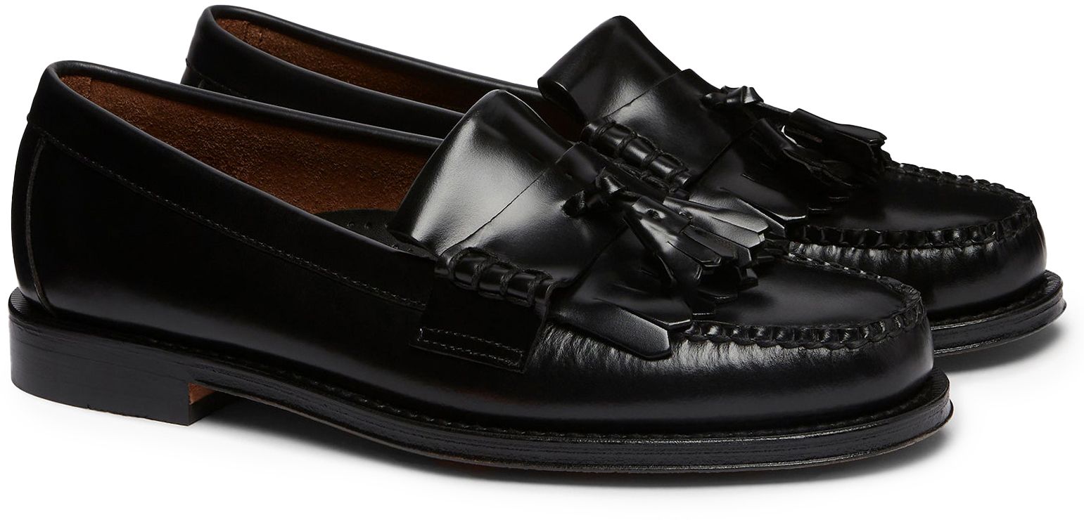 Mens G.H.Bass Weejuns Layton Kiltie Loafers In Black Leather Soletrader