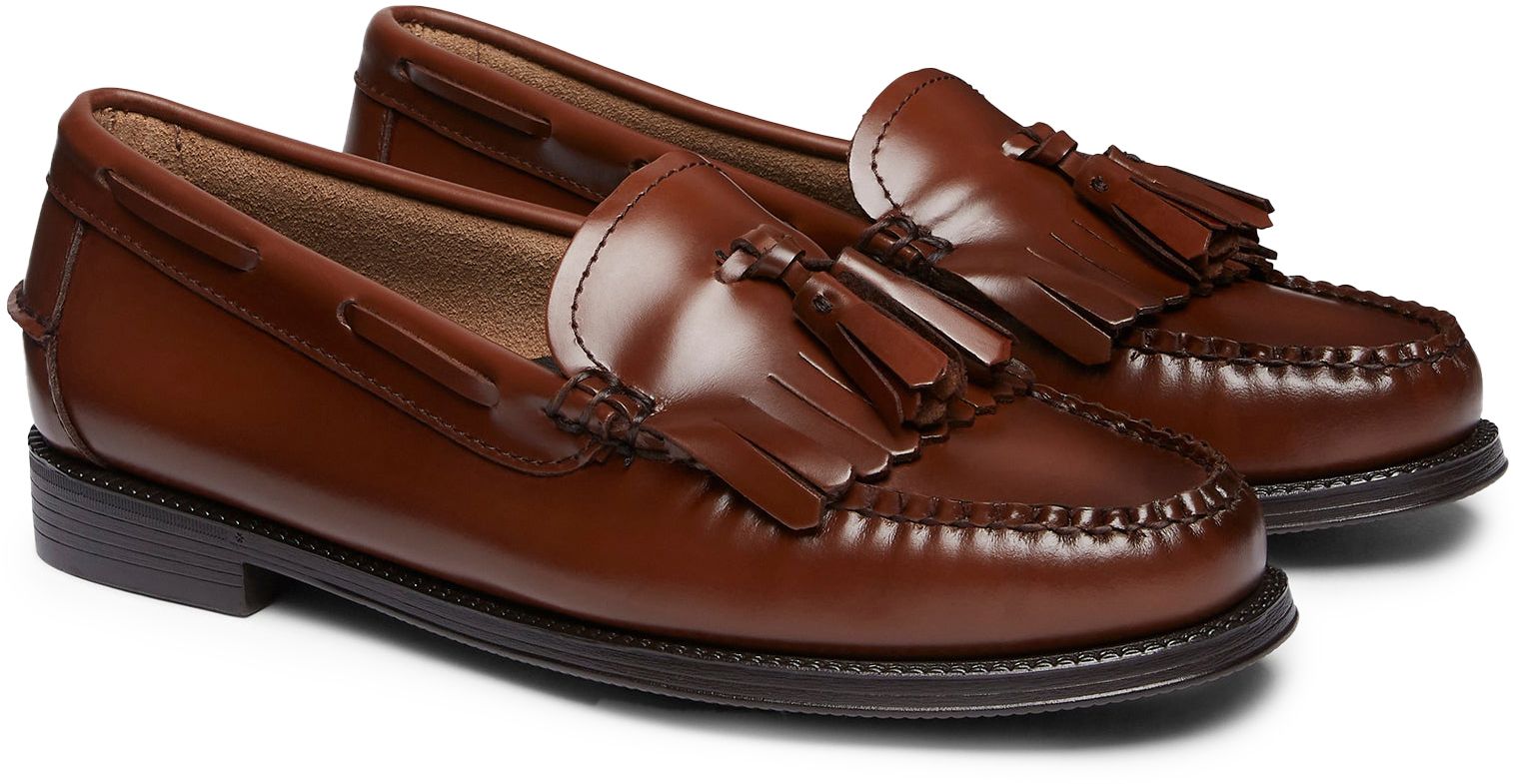 Womens G.H.Bass Easy Weejuns Esther Kiltie Tassel Loafers In Cognac Leather Soletrader