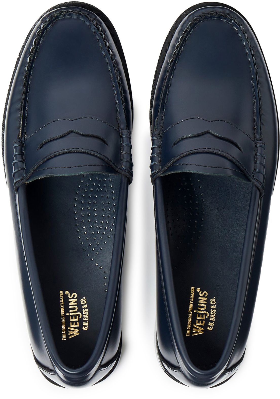 Womens G.H.Bass Weejuns Penny Loafers In Navy Leather | Soletrader