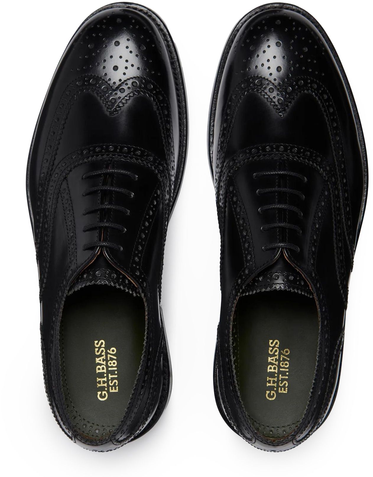 Mens G.H.Bass Monogram Double Brogue Wingtip In Black 